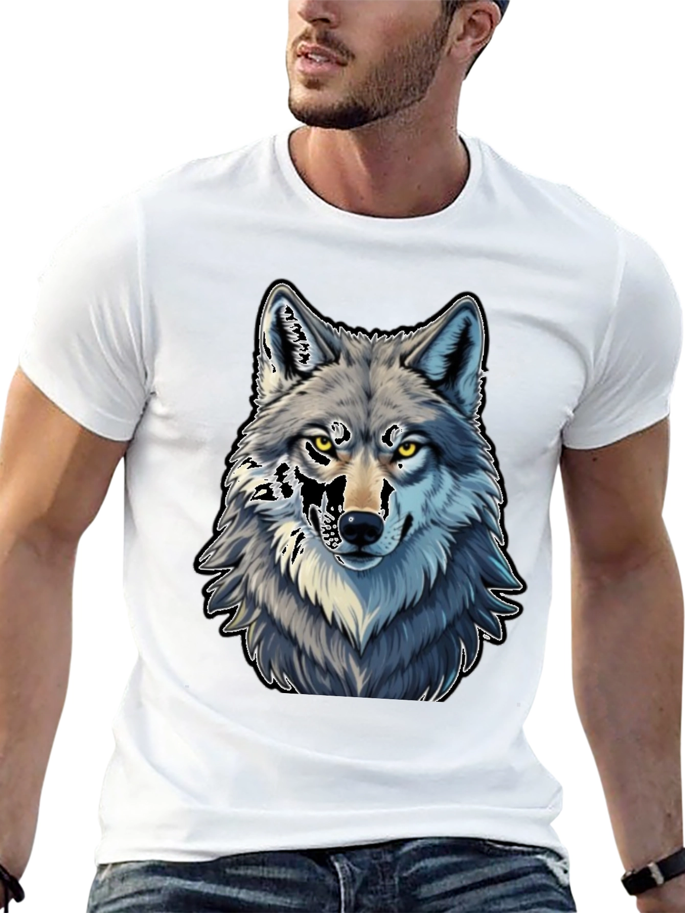 Black Wolf Graphic Tee - Black Cotton Blend view 13