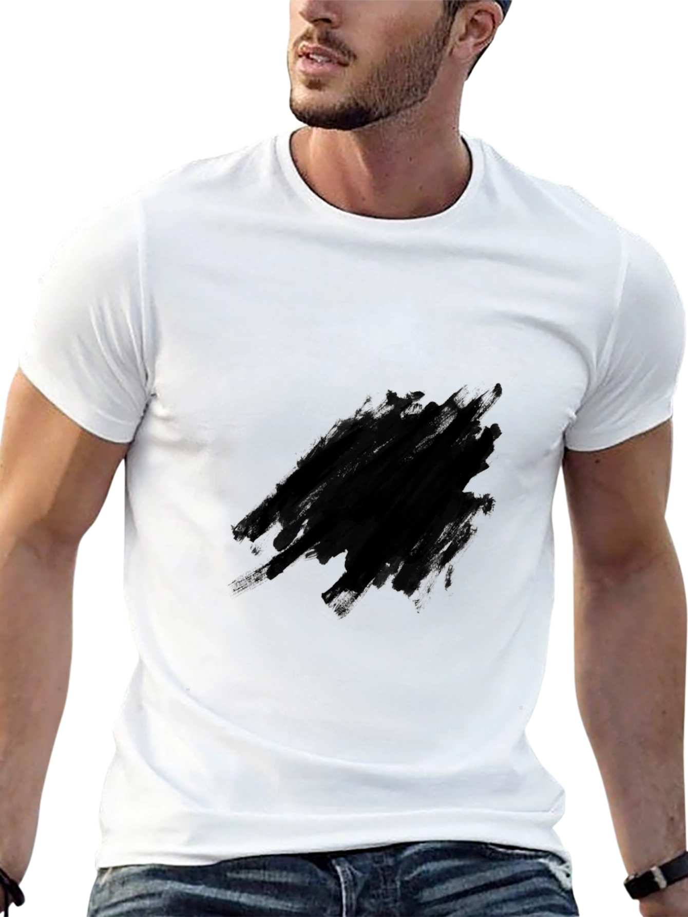 Black Men's Black Crew Neck T-Shirt view 13