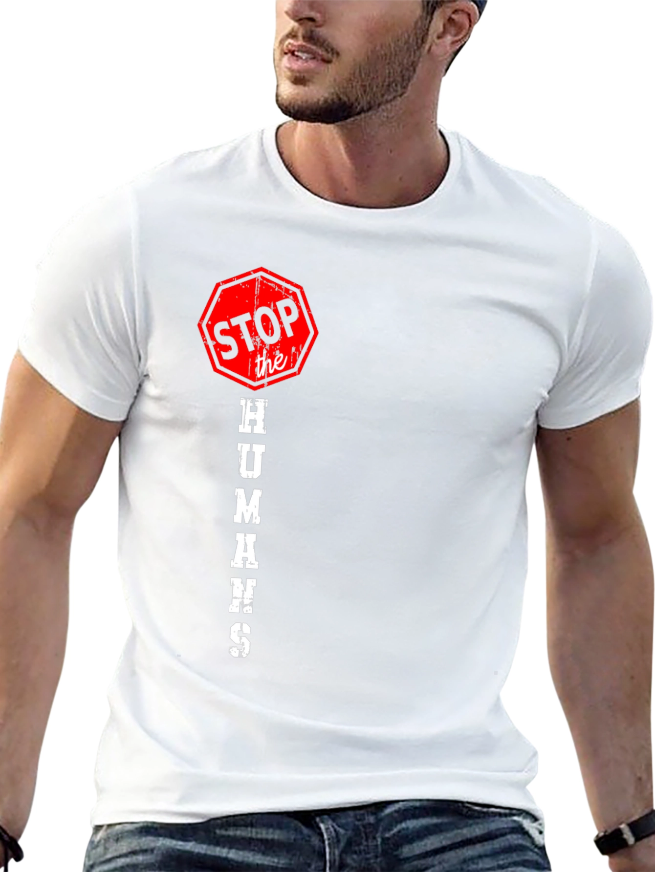 Black Stop the Humans T-Shirt view 13
