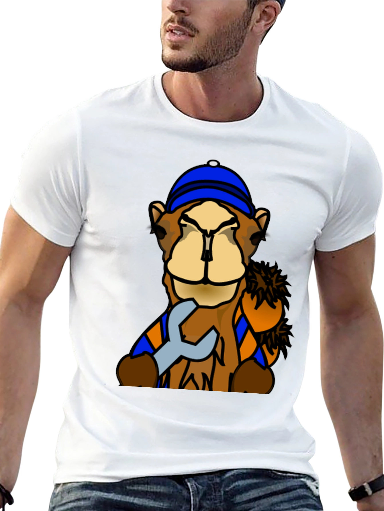 Black Camel Mechanic T-Shirt - Funny Cartoon Animal Tee view 13