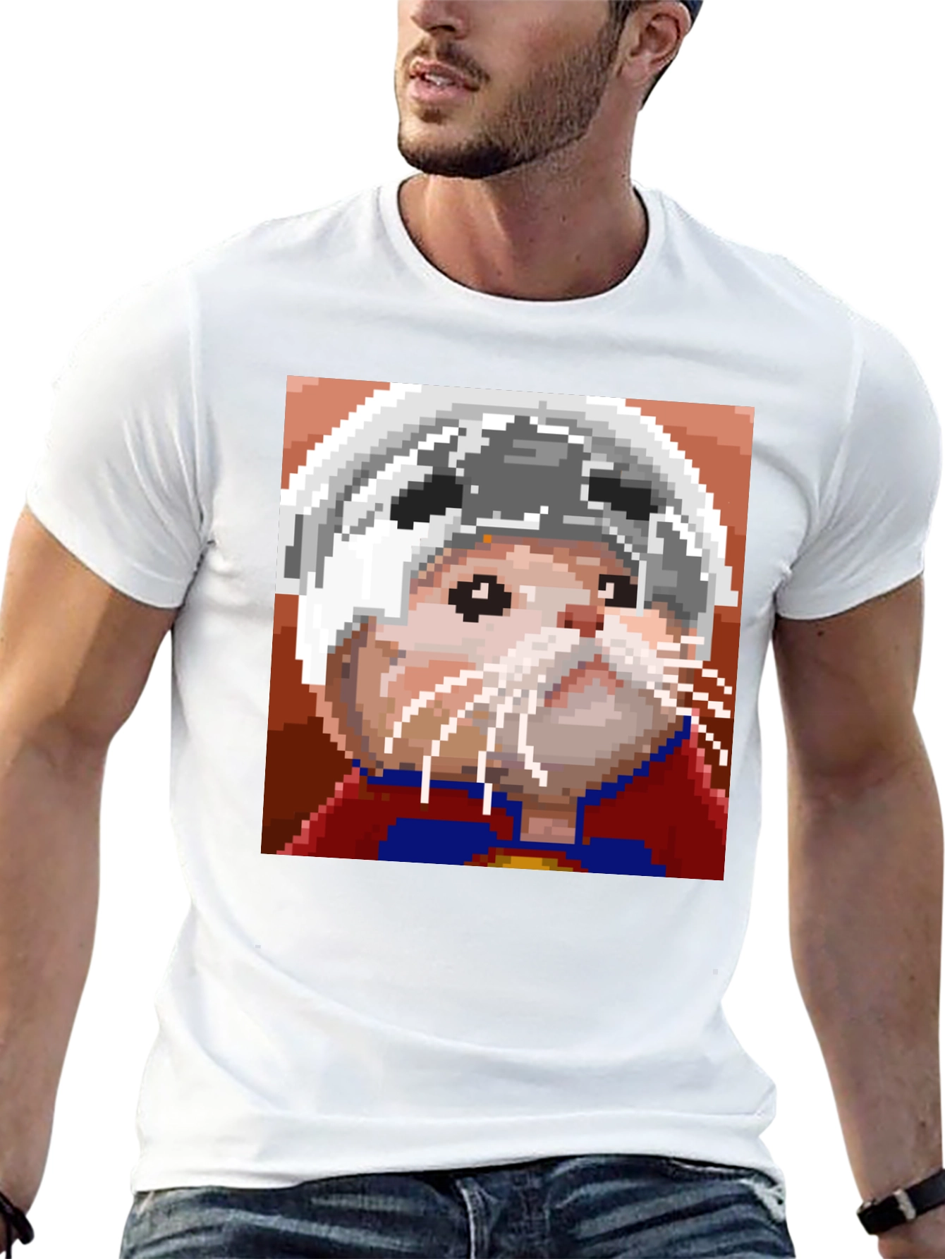 Black Pixel Art Hamster Hero T-Shirt view 13