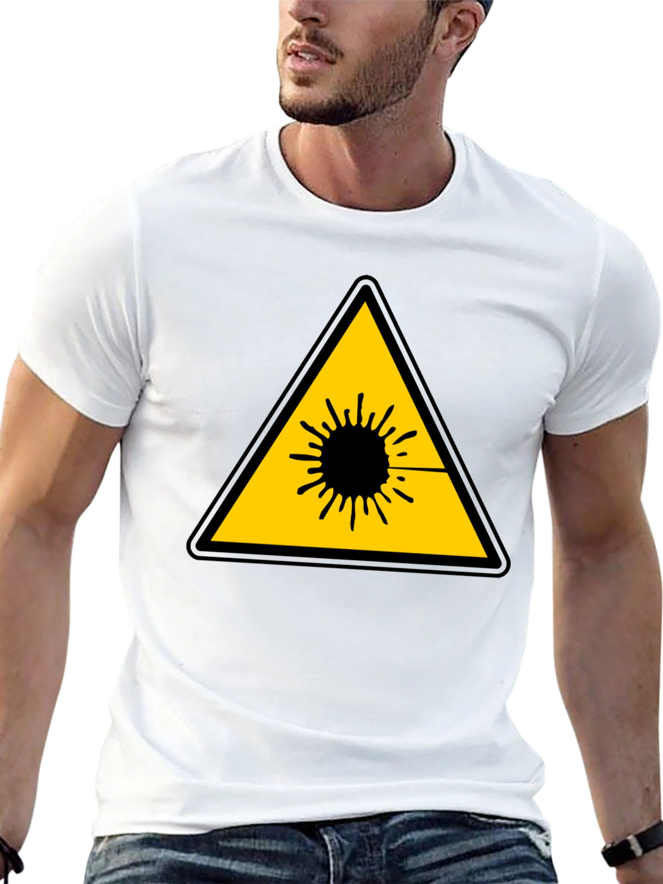 Black Laser Hazard Black T-Shirt - Warning Graphic Tee view 13