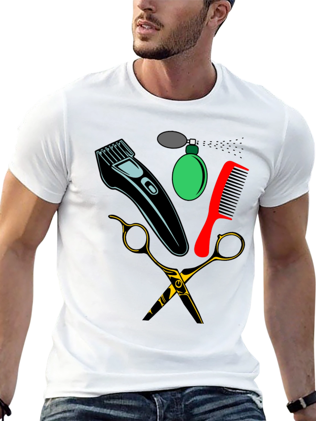 Black Barber Tools Graphic Tee - Black view 13