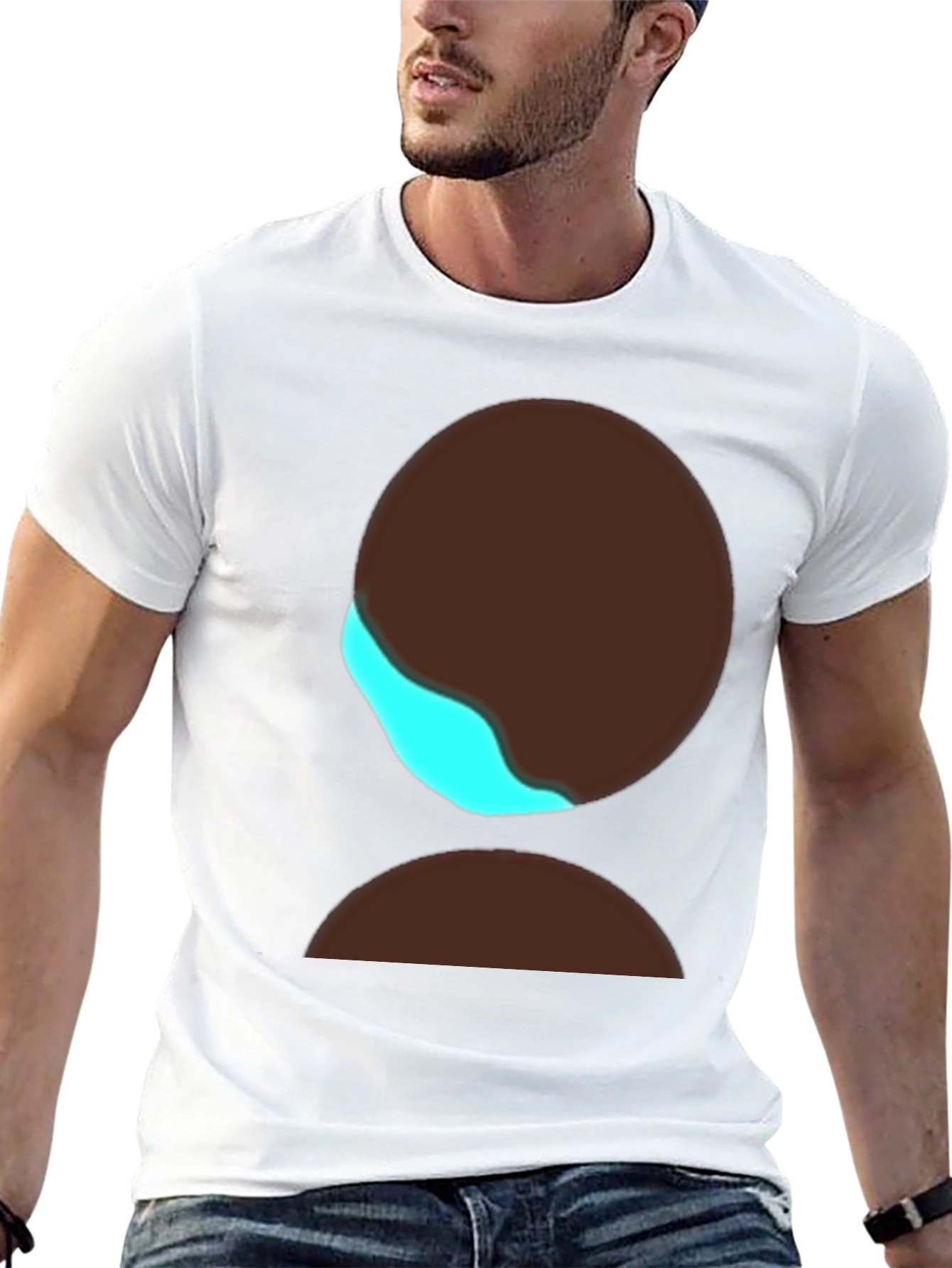 Black Modern Graphic Tee - Black T-Shirt with Abstract Design view 13