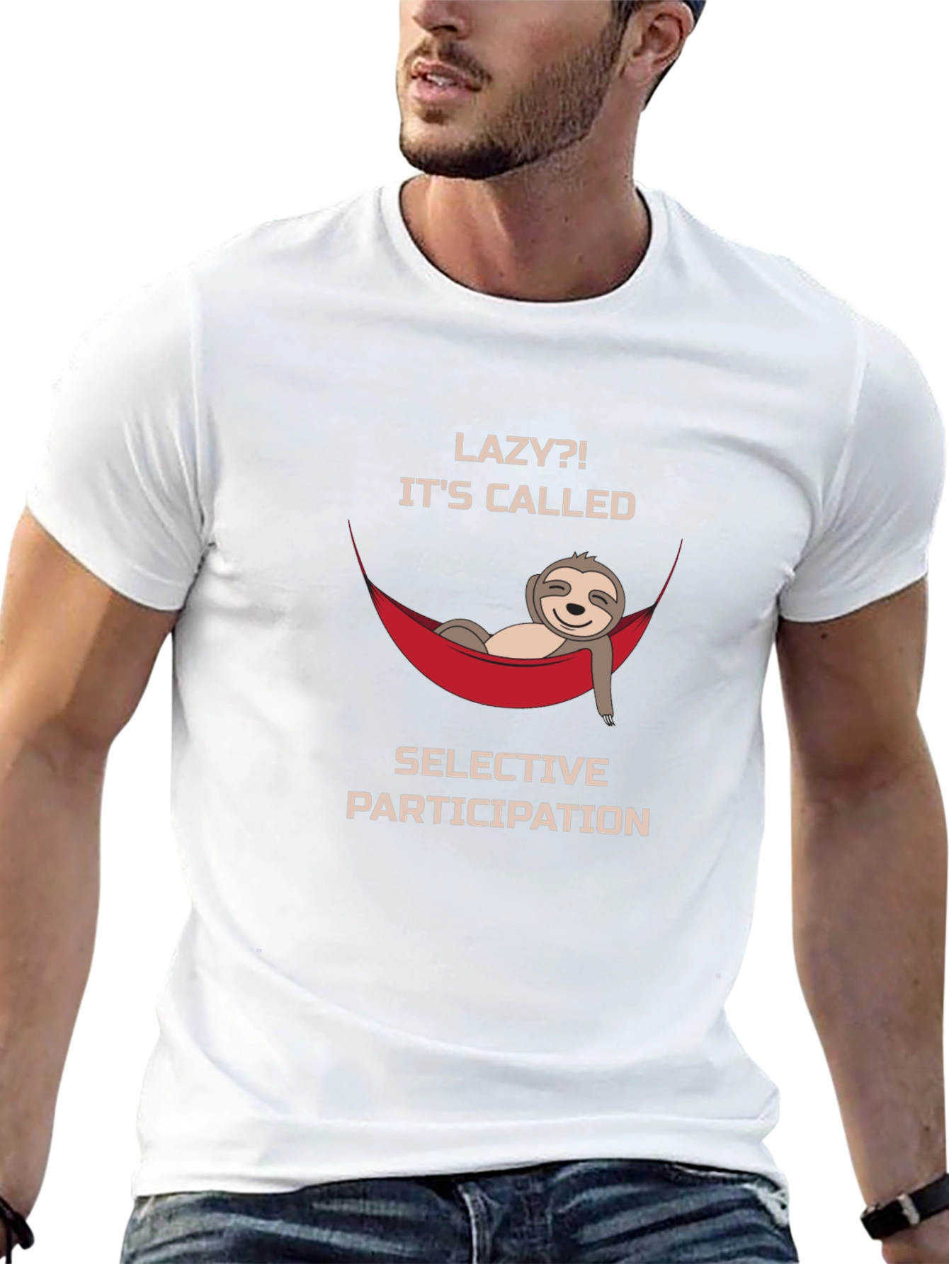 Black Lazy Sloth Graphic T-Shirt - Selective Participation Funny Tee view 13