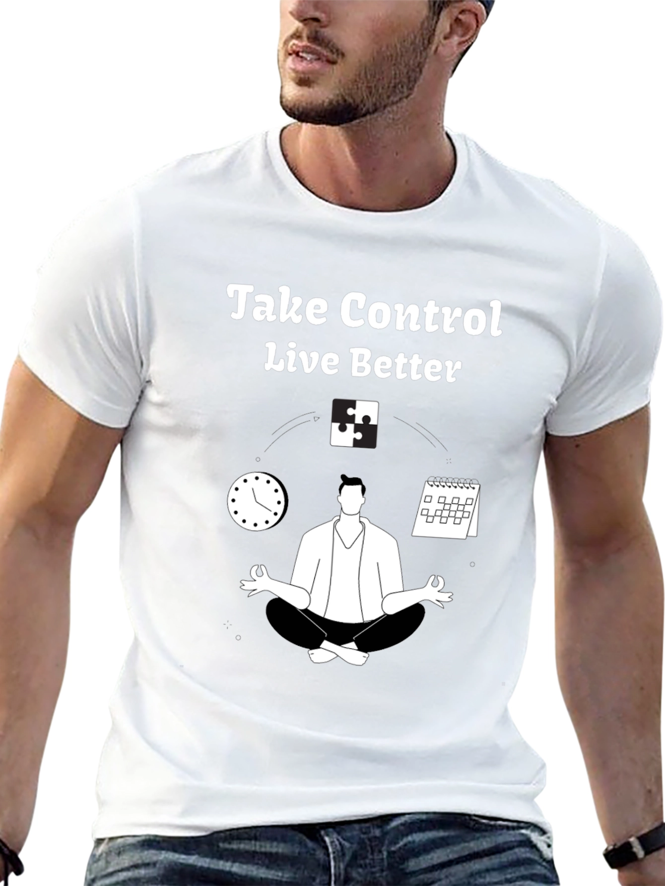 Black Take Control Live Better T-Shirt - Relaxation & Time Management view 13