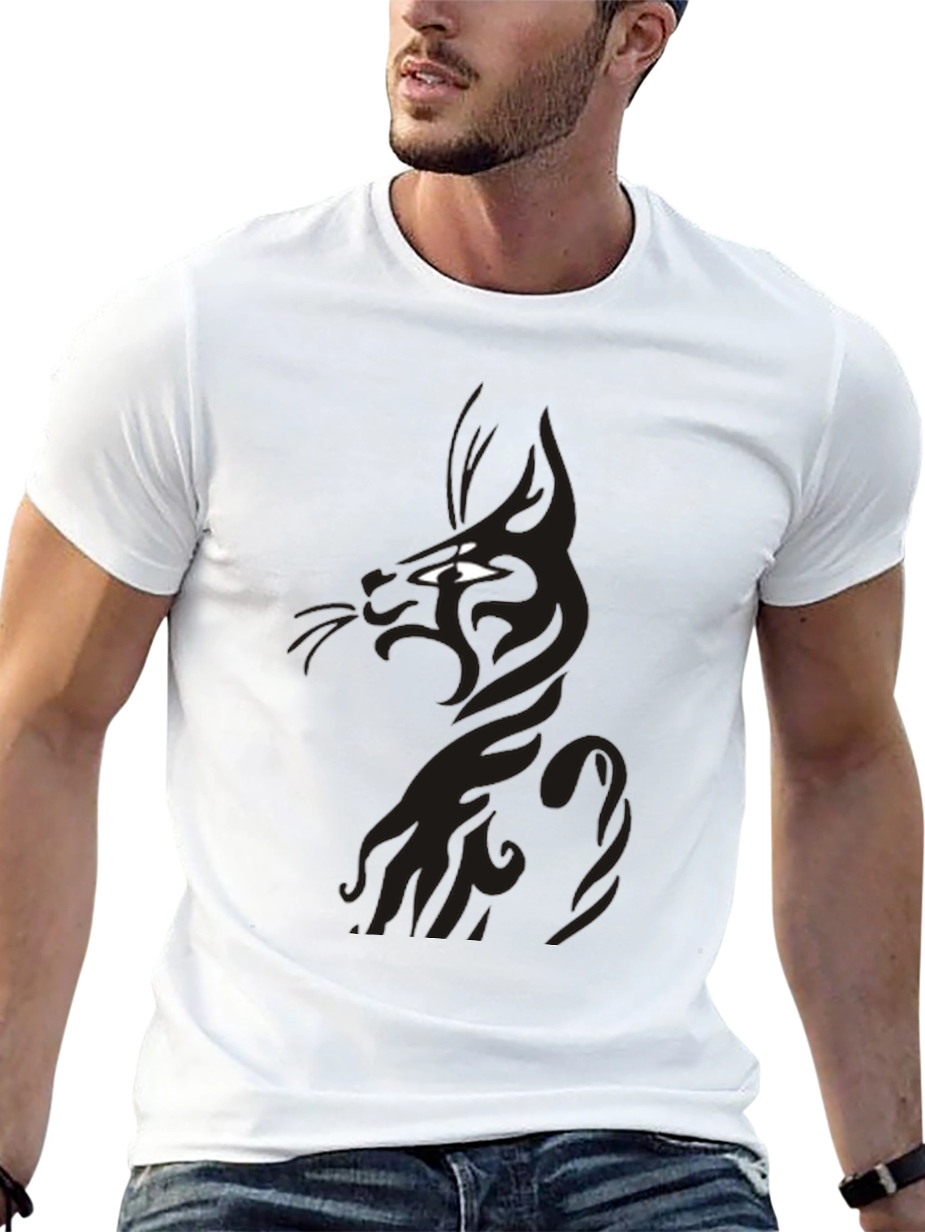 Black Cool Cat Graphic Tee - Black view 13