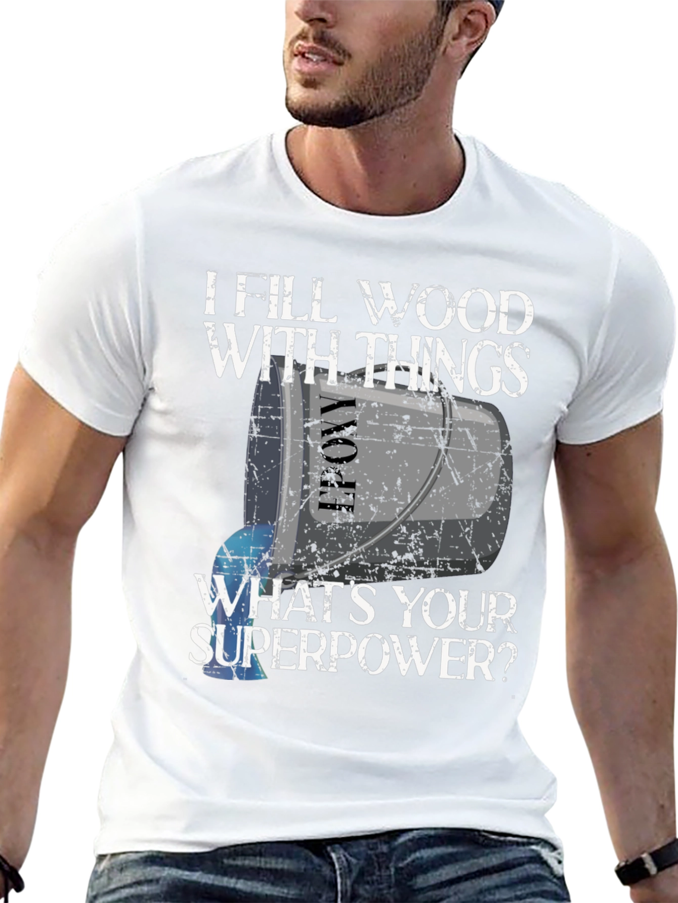 Black I Fill Wood With Things T-Shirt - Funny Superpower Tee view 13