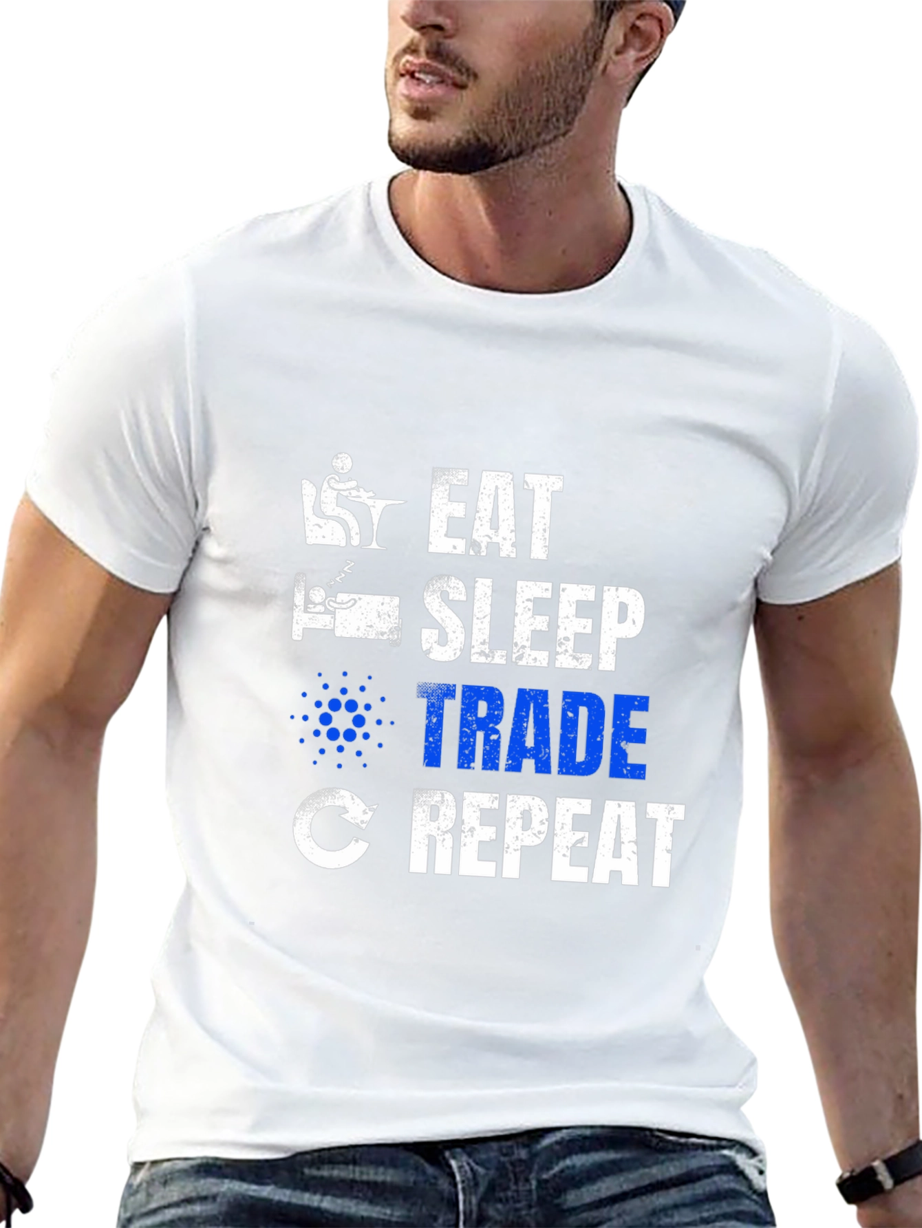 Black Eat Sleep Trade Repeat Crypto T-Shirt view 13