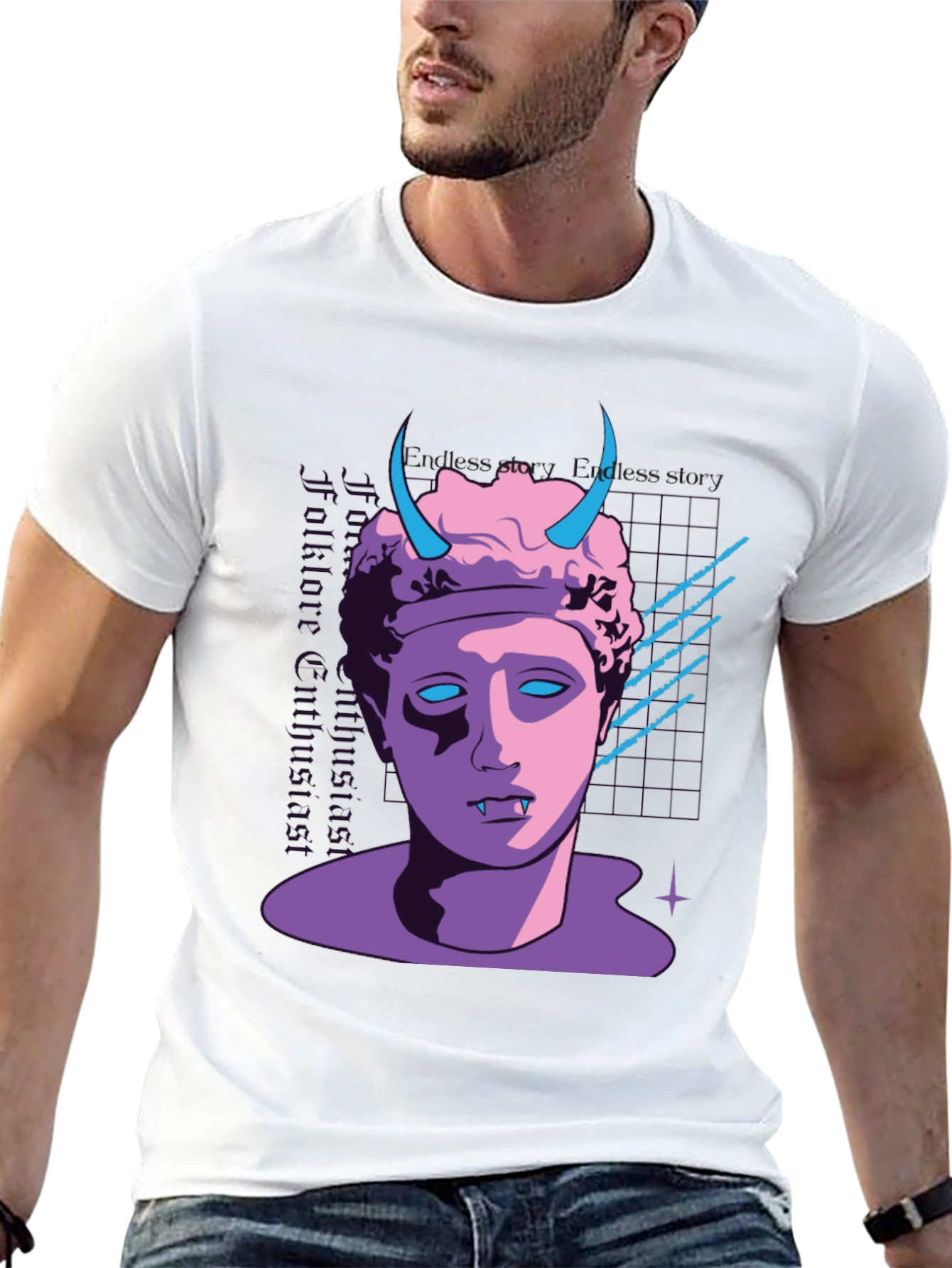 Black Vaporwave Vampire T-Shirt - Black view 13