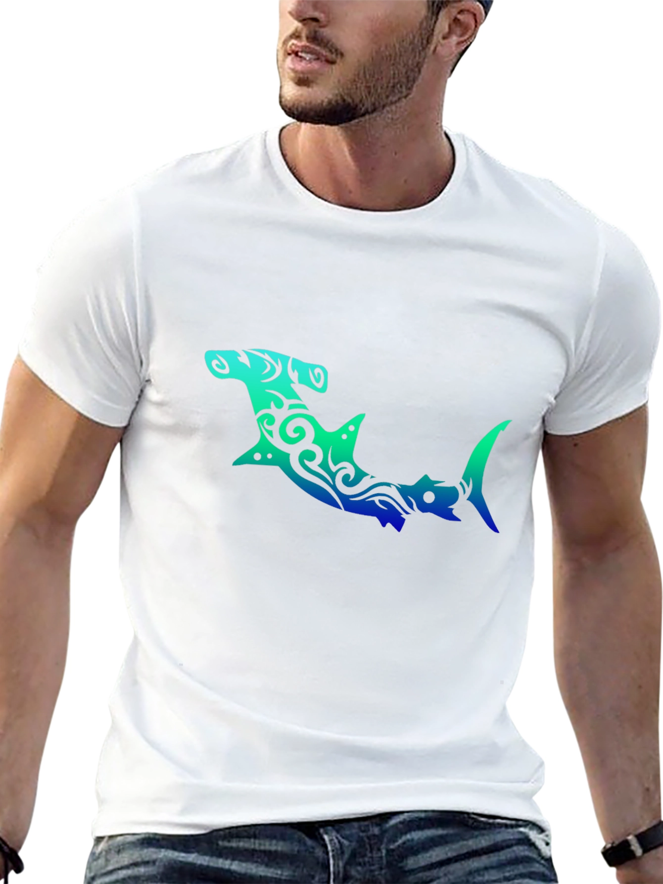 Black Hammerhead Shark Graphic Tee - Unique Design view 13