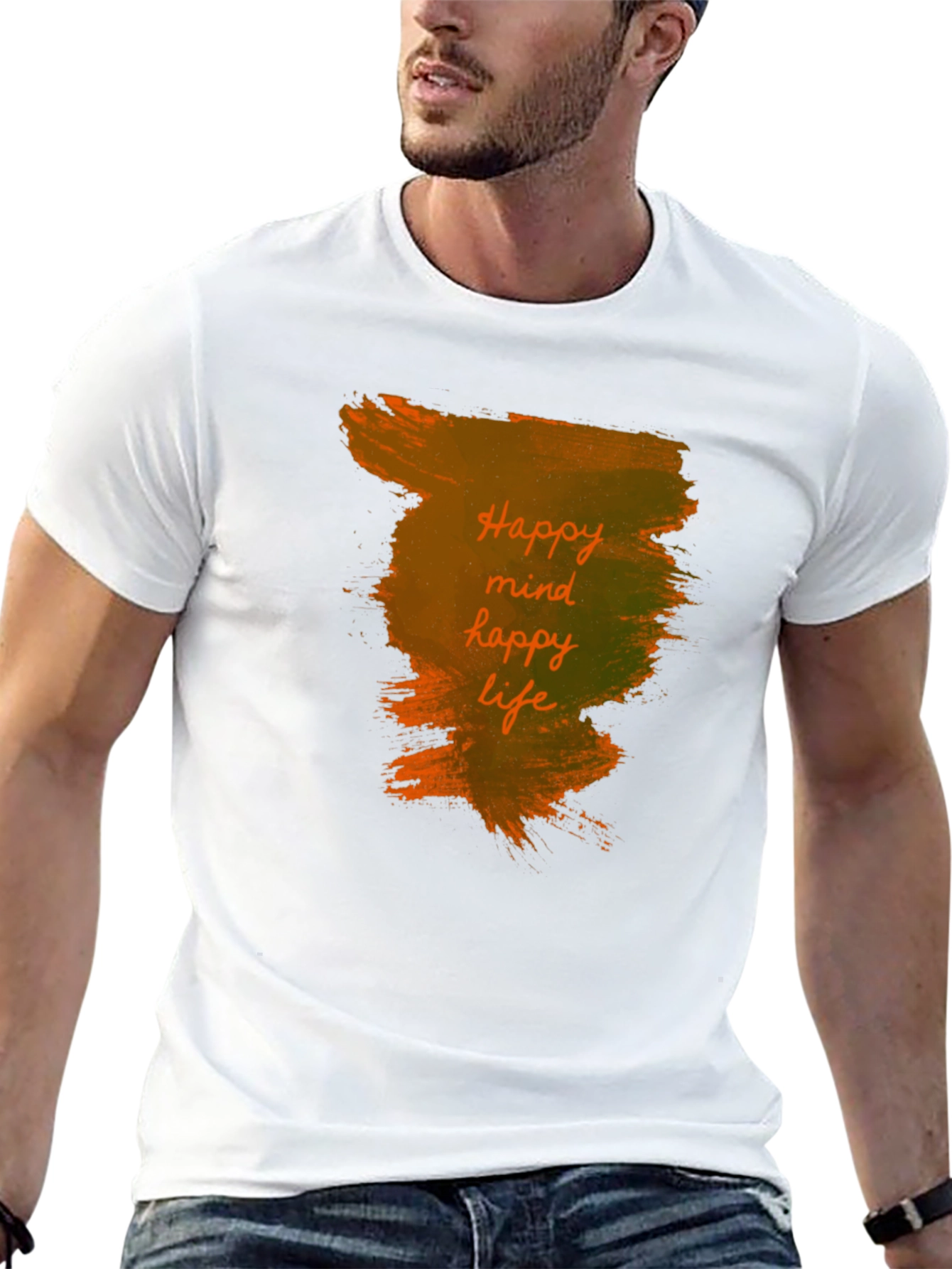 Black Happy Mind, Happy Life Black T-Shirt view 13