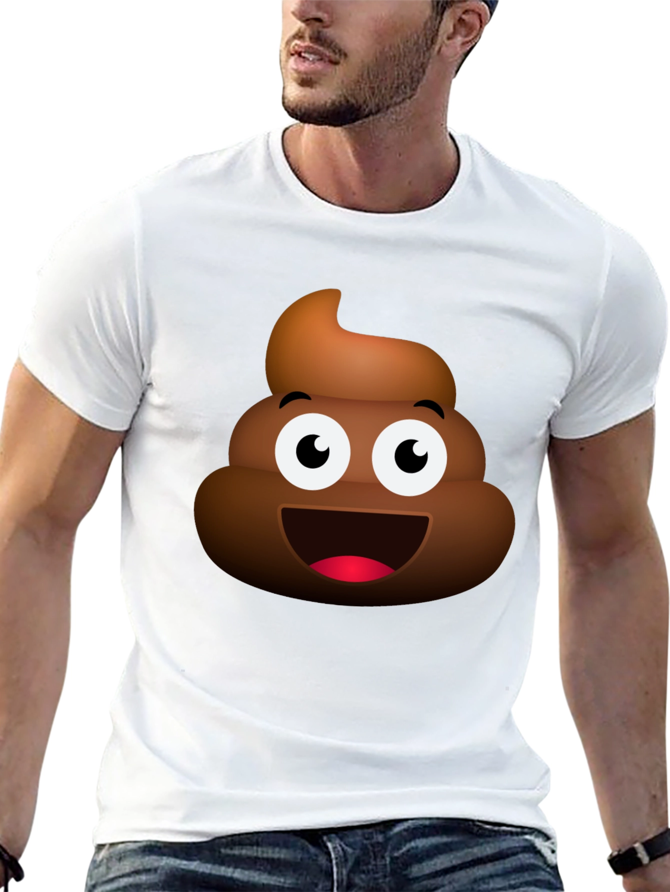 Black Emoji Poop Graphic T-Shirt - Mens Crew Neck Tee view 13