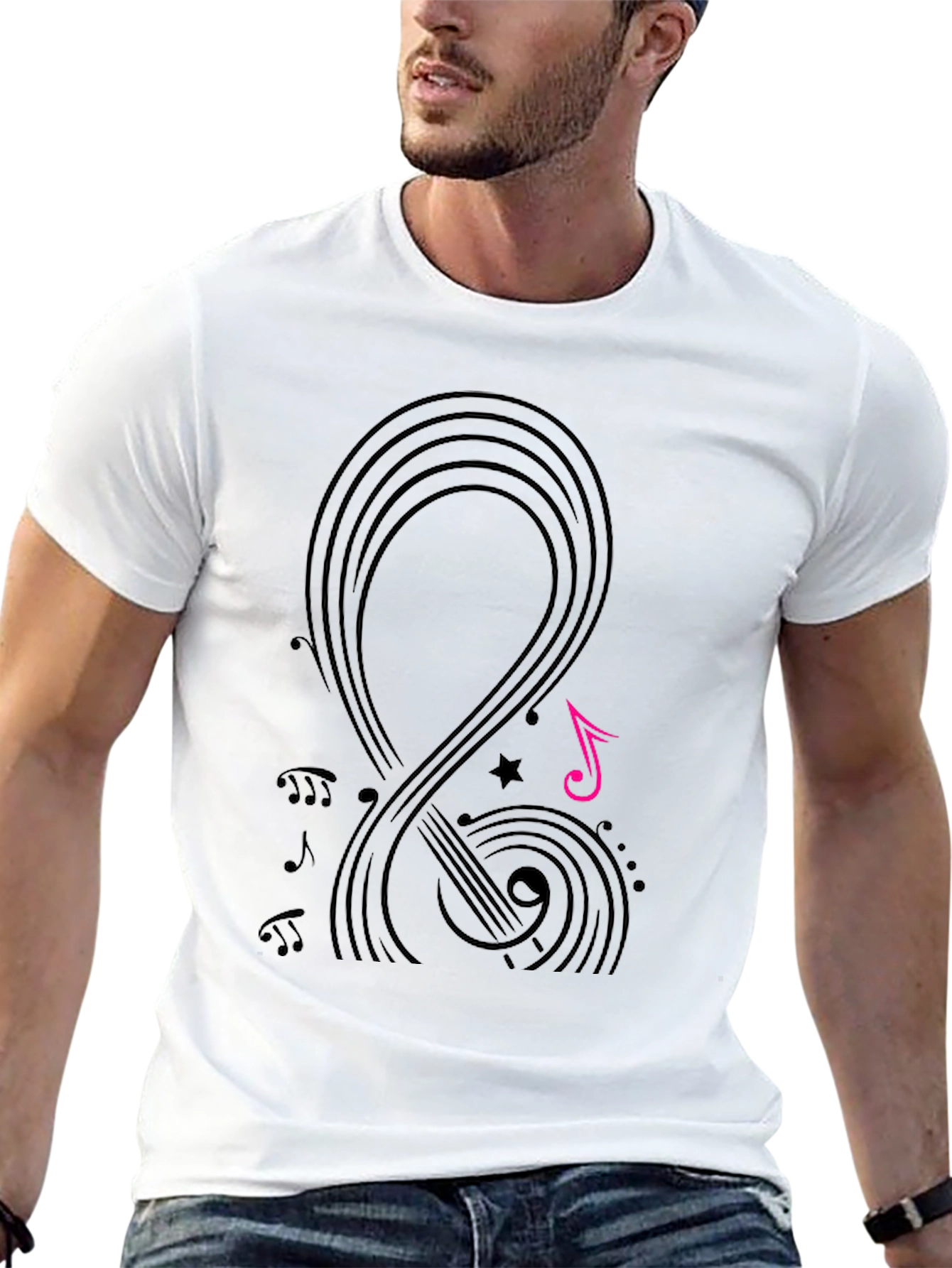 Black Musical Notes Graphic Tee - Black view 13