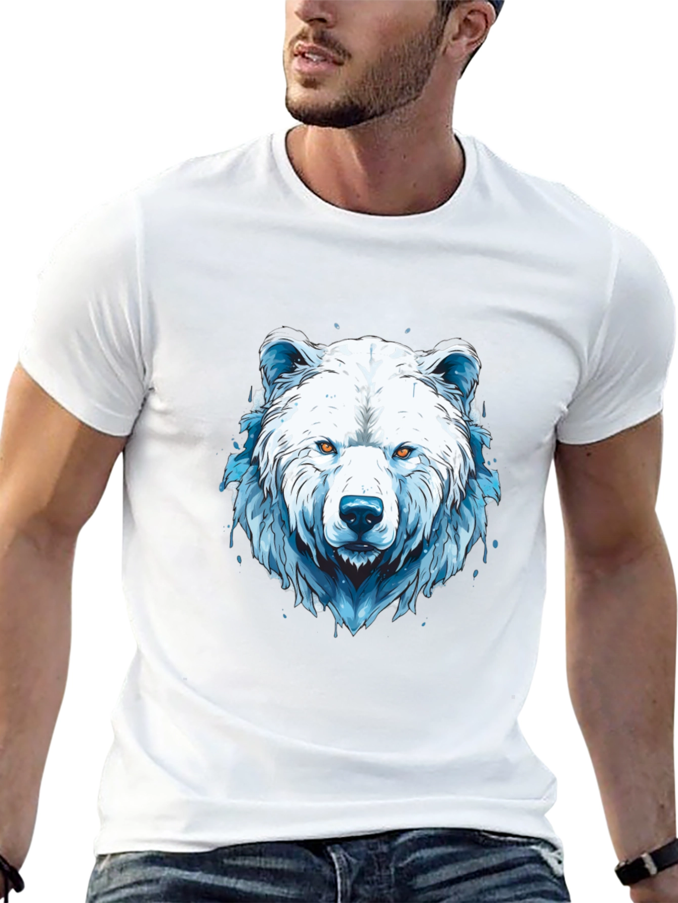 Black Cool Graphic Tee - Polar Bear Design view 13