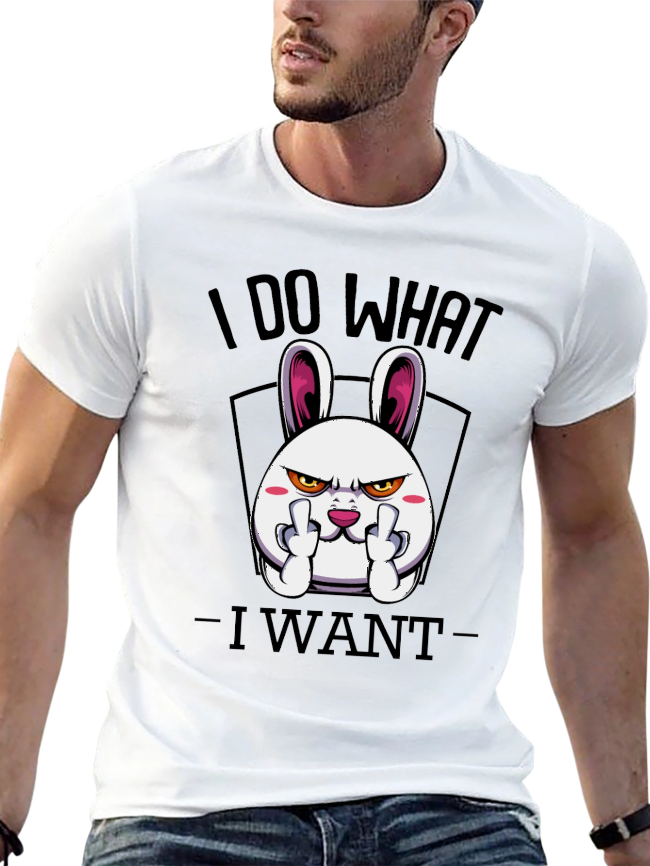Black I Do What I Want Funny Bunny Graphic Tee view 13