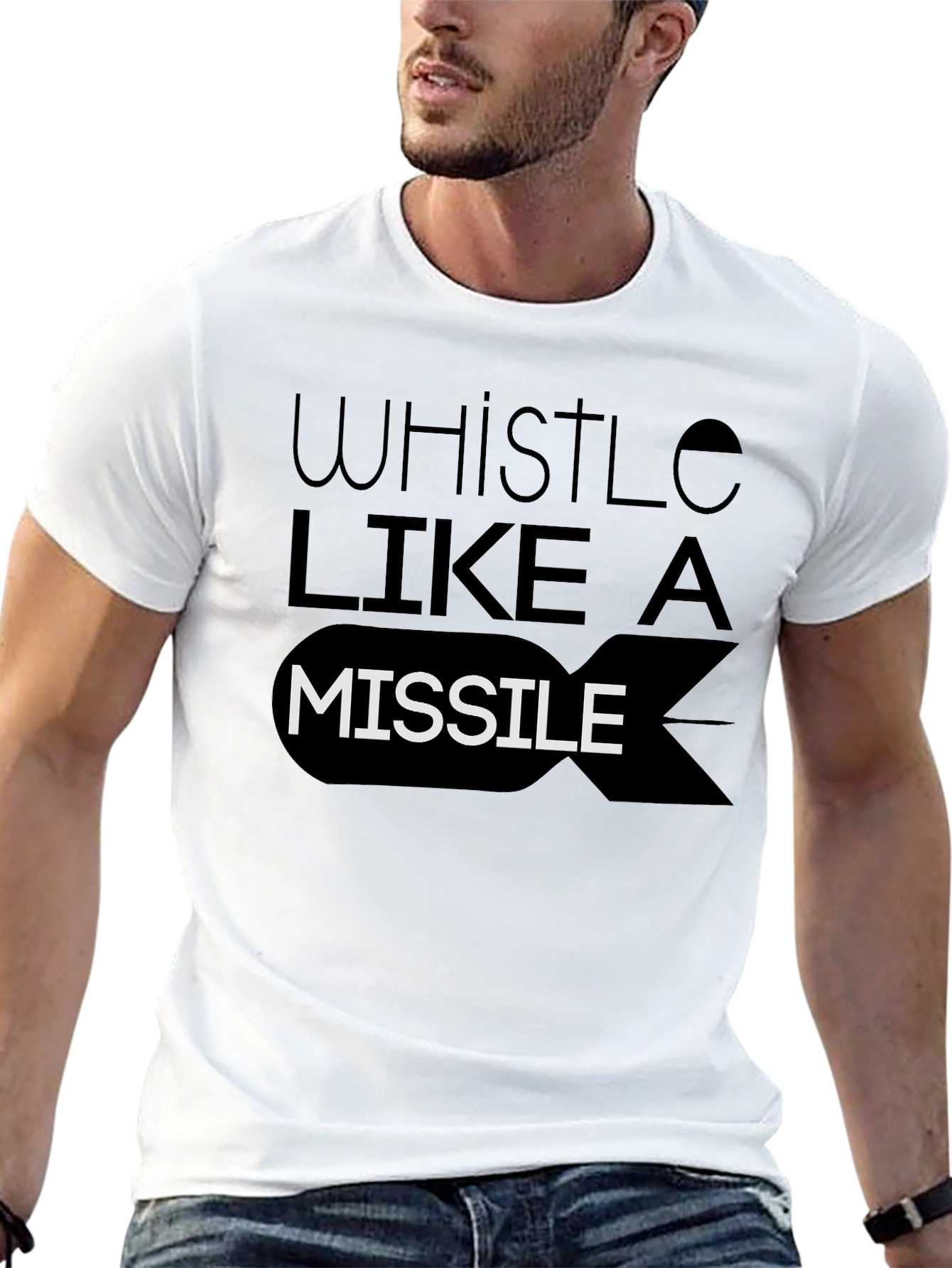 Black Whistle Like A Missile Black Graphic Tee view 13