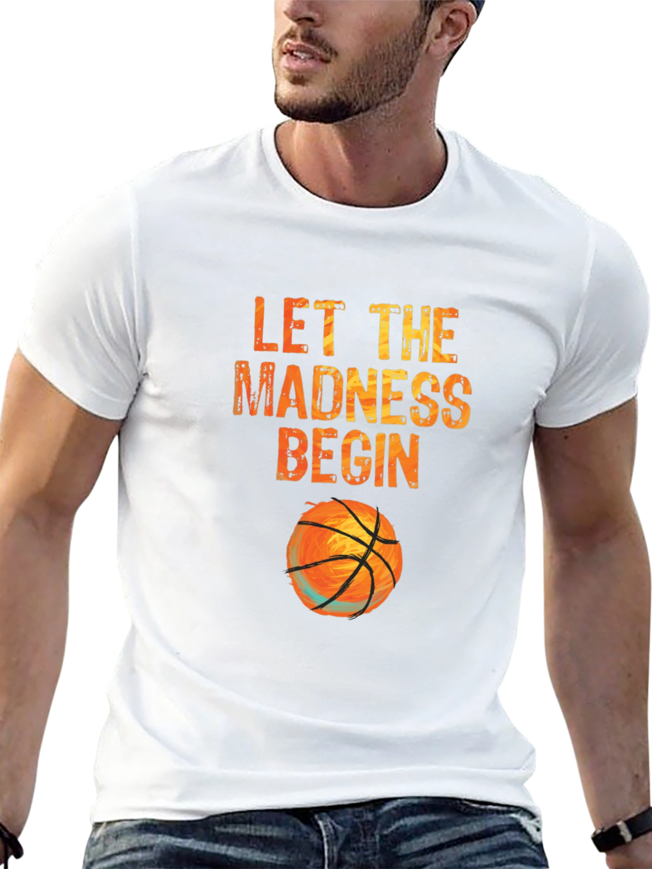 Black Let the Madness Begin Basketball T-Shirt view 13