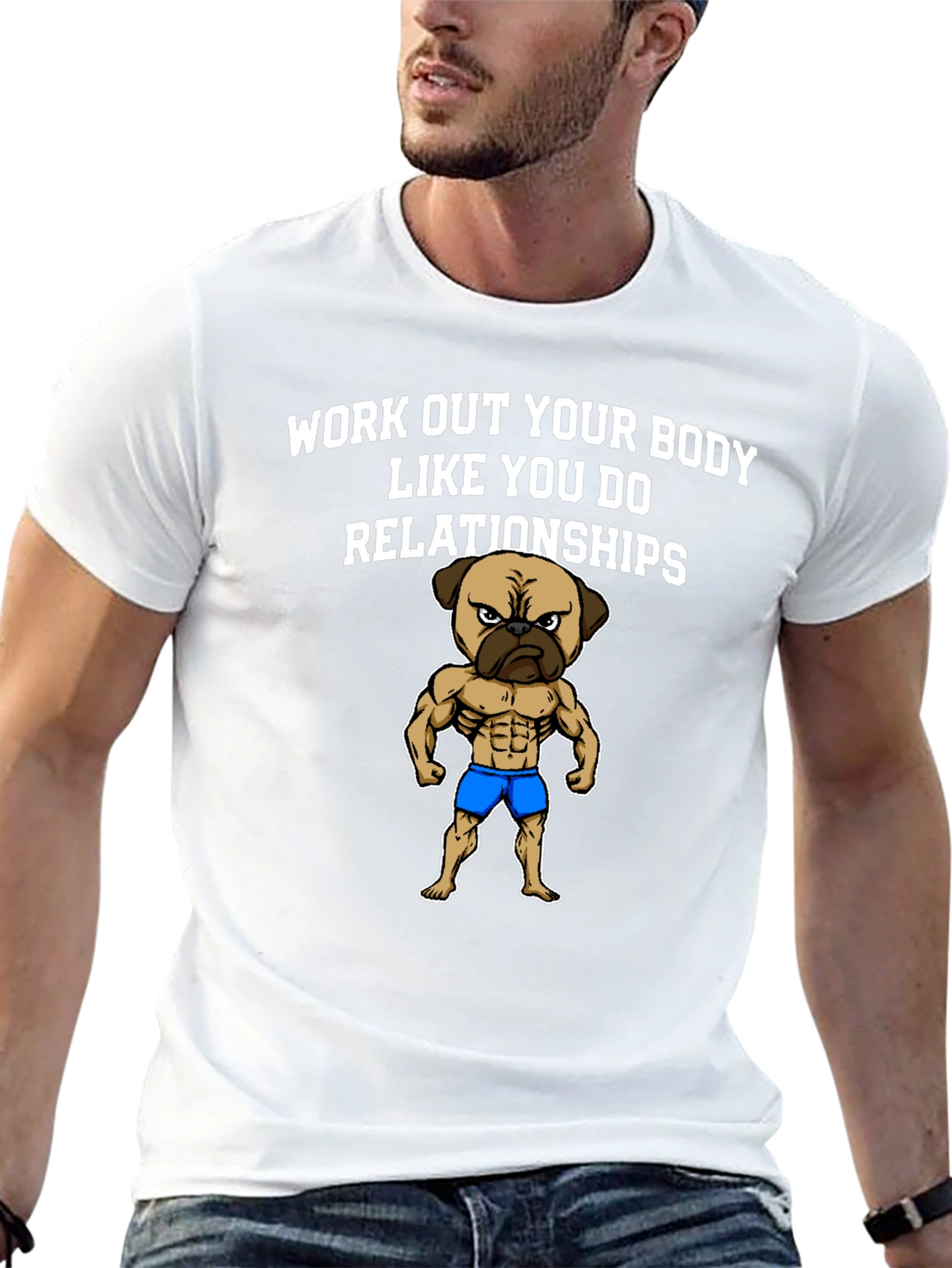 Black Workout Pug T-Shirt Funny Gym Tee view 13