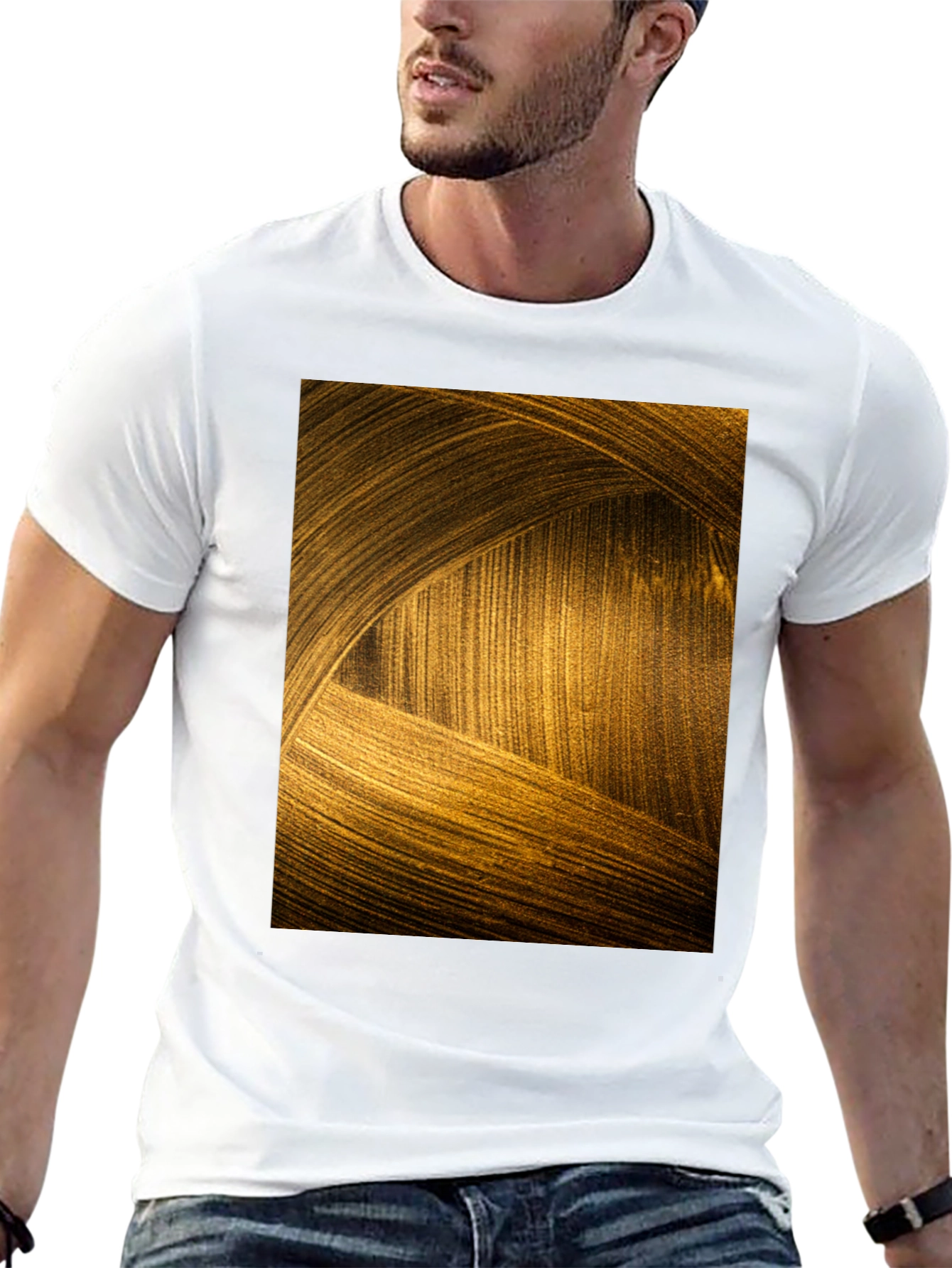 Black Abstract Gold Swirl Graphic T-Shirt view 13