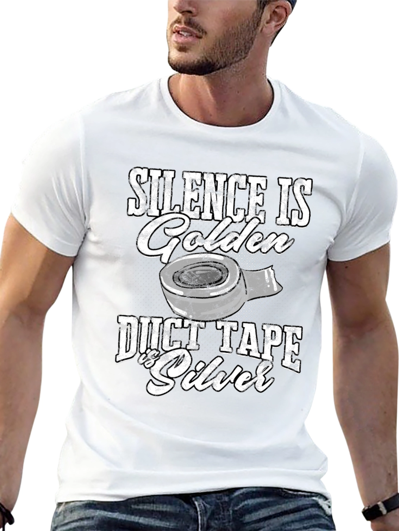 Black Silence is Golden Duct Tape is Silver Humor Tee view 13