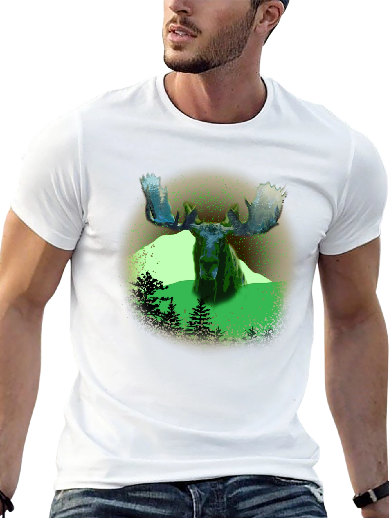 Black Moose Graphic Print Black T-Shirt view 13