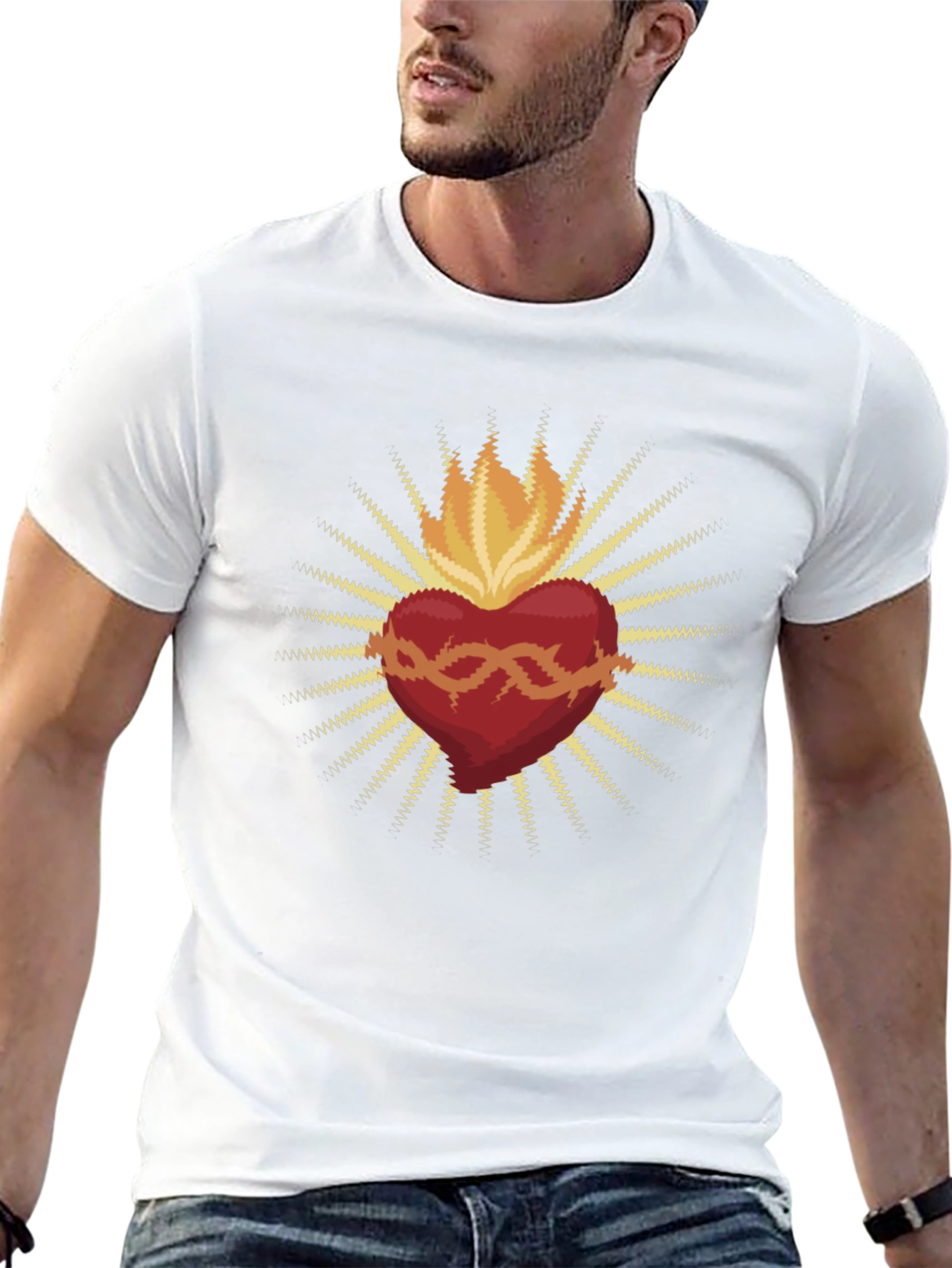 Black Sacred Heart Graphic Tee - Mens Black T-Shirt view 13
