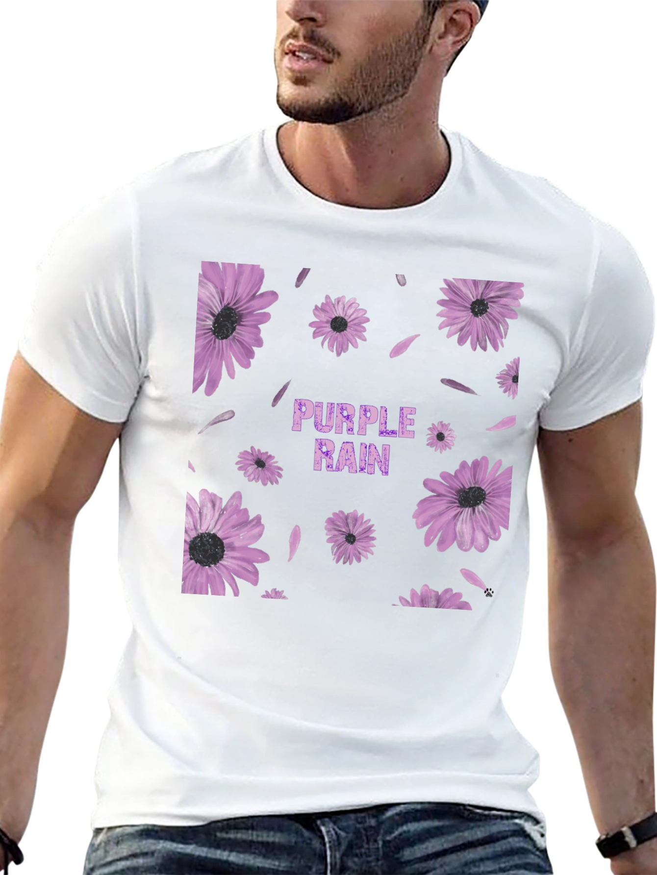Black Purple Rain Floral Graphic T-Shirt view 13
