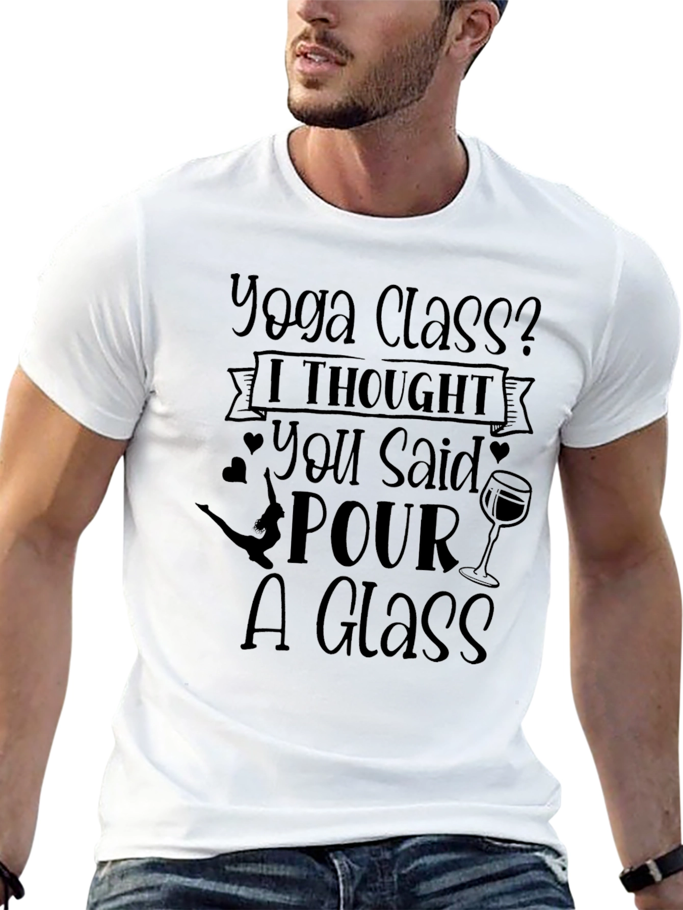 Black Yoga Class? Funny Wine Lover's T-Shirt view 13