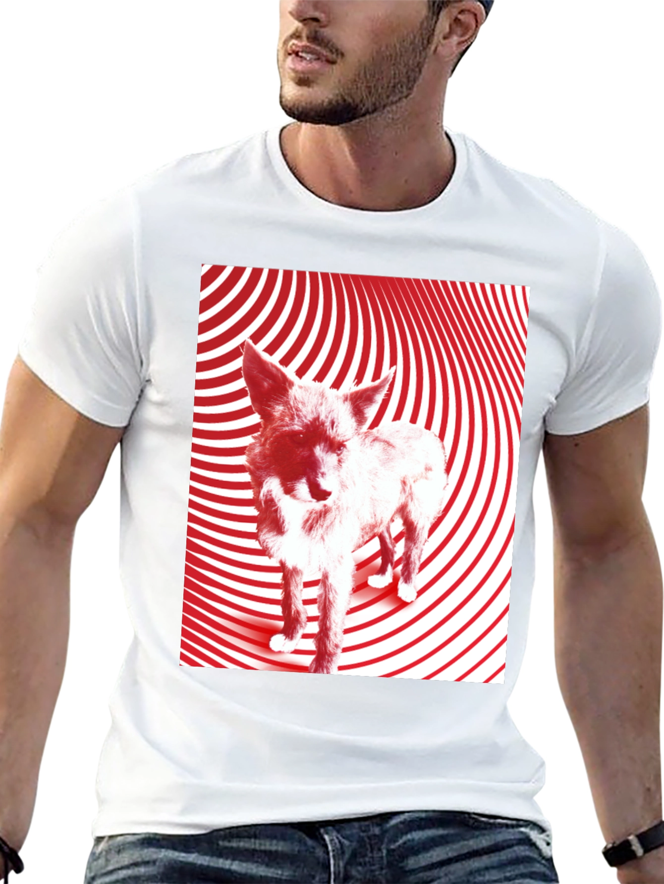 Black Red Wolf Graphic Black T-Shirt view 13