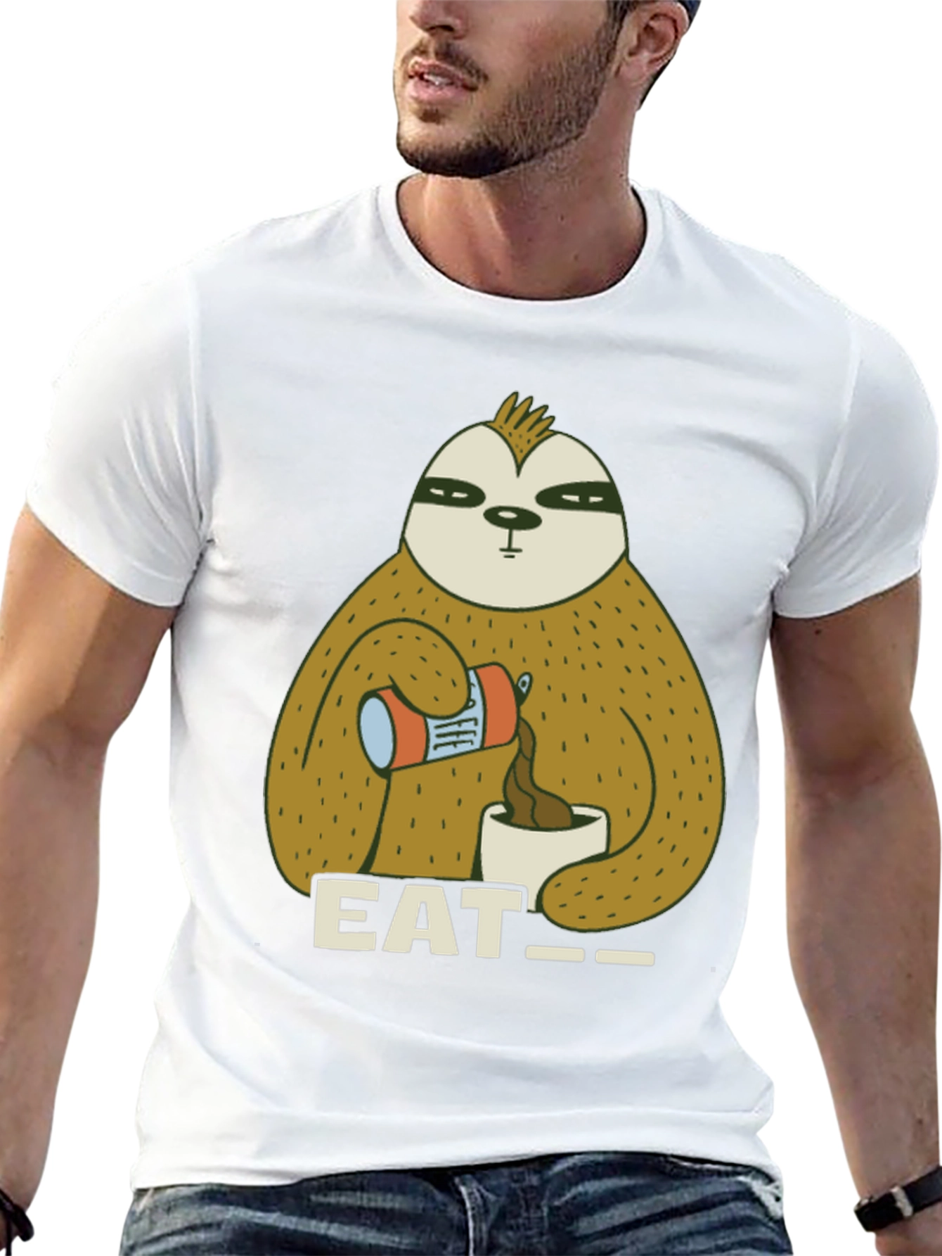 Black Eat Sloth T-Shirt - Funny Coffee Lover Tee view 13