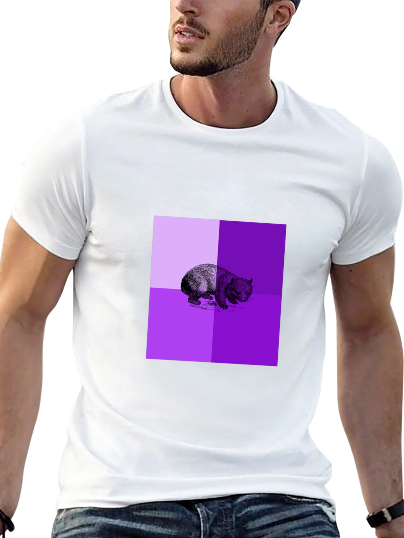 Black Abstract Bear Graphic Black T-Shirt view 13