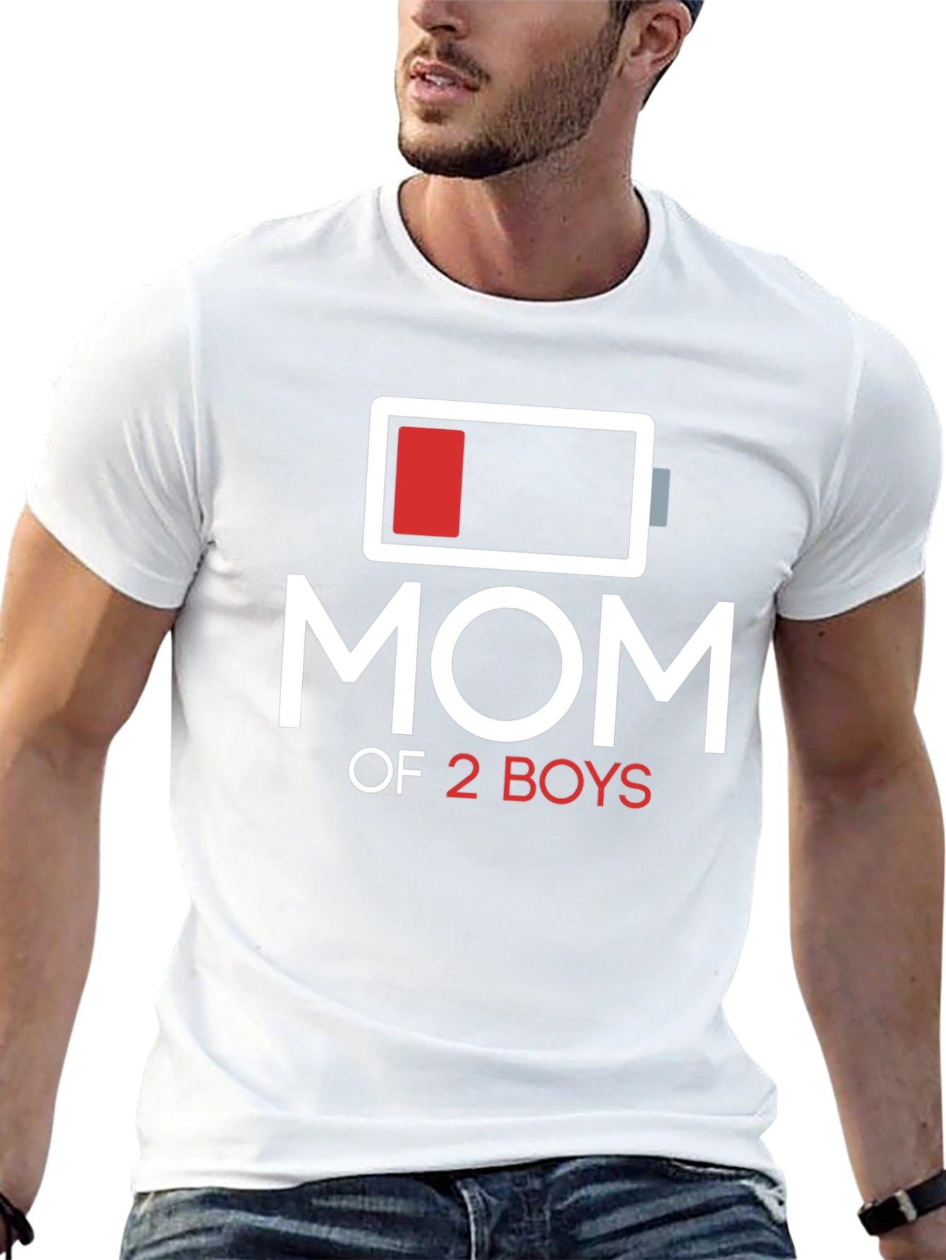 Black Mom of 2 Boys Low Battery T-Shirt view 13