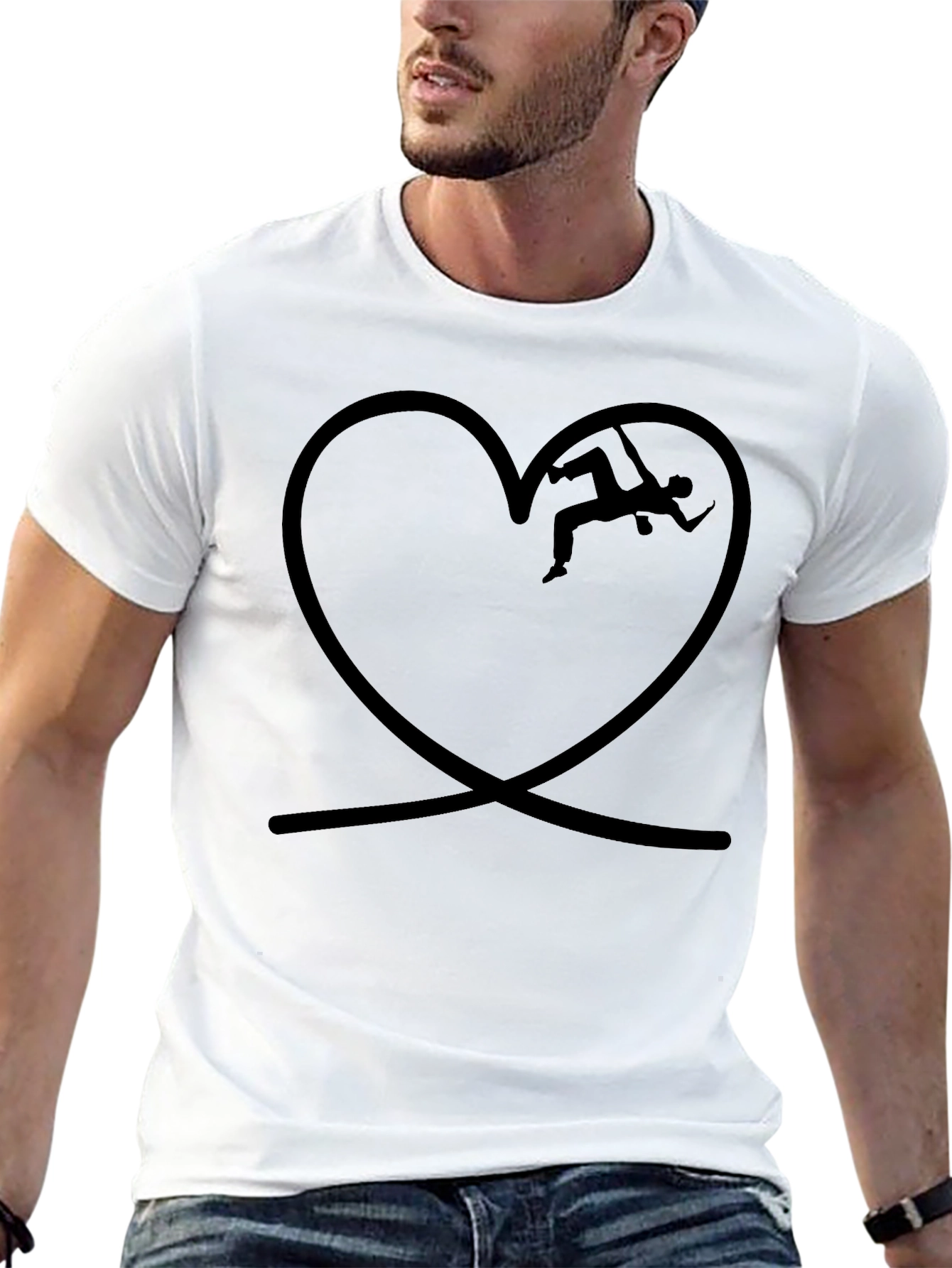 Black Climbing Heart Graphic T-Shirt - Black view 13