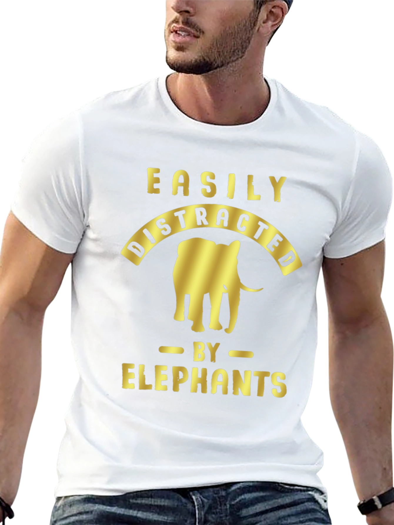 Black Easily Distracted By Elephants Graphic Tee view 13
