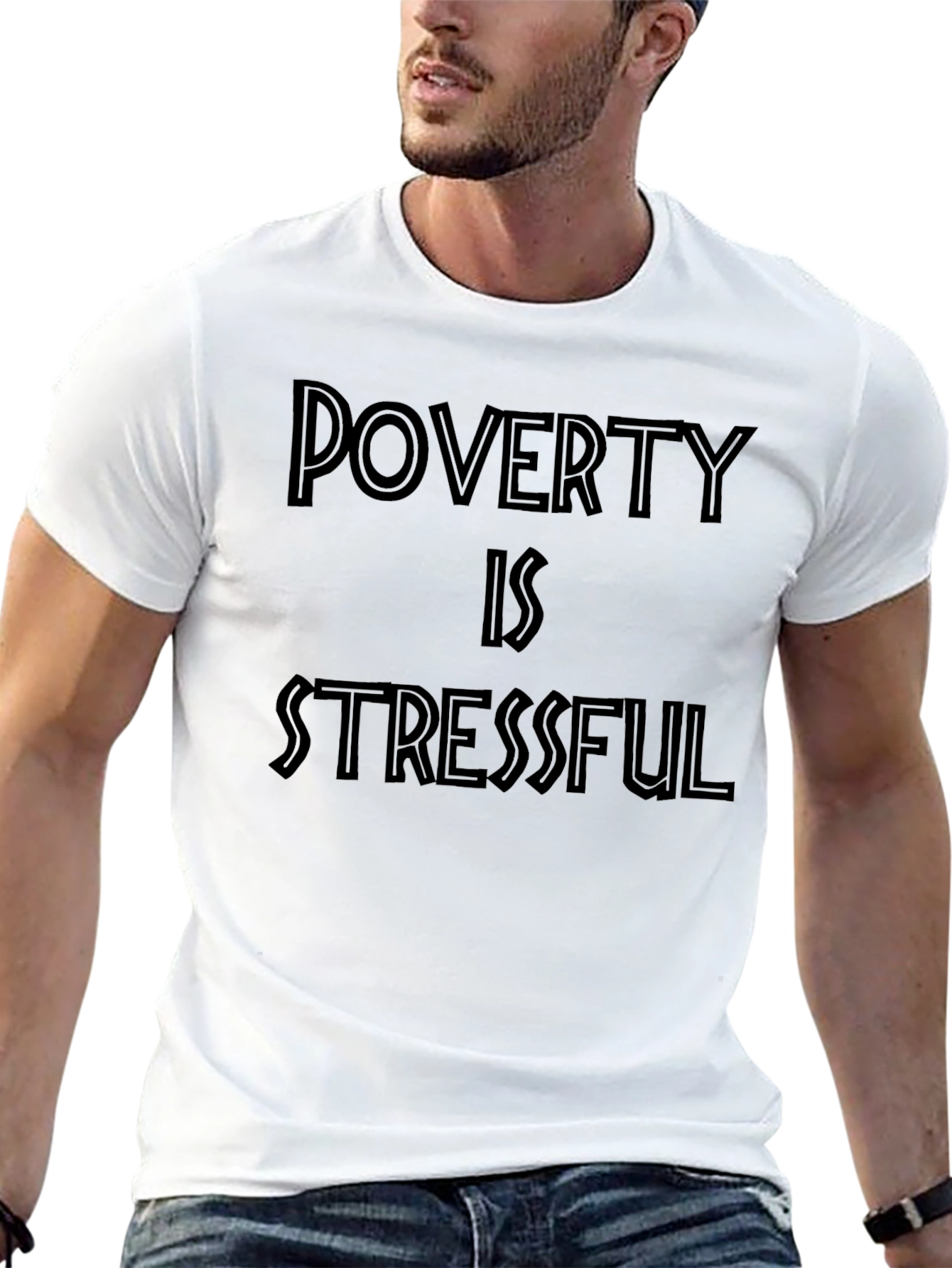 Black Poverty Is Stressful Black Graphic Tee view 13