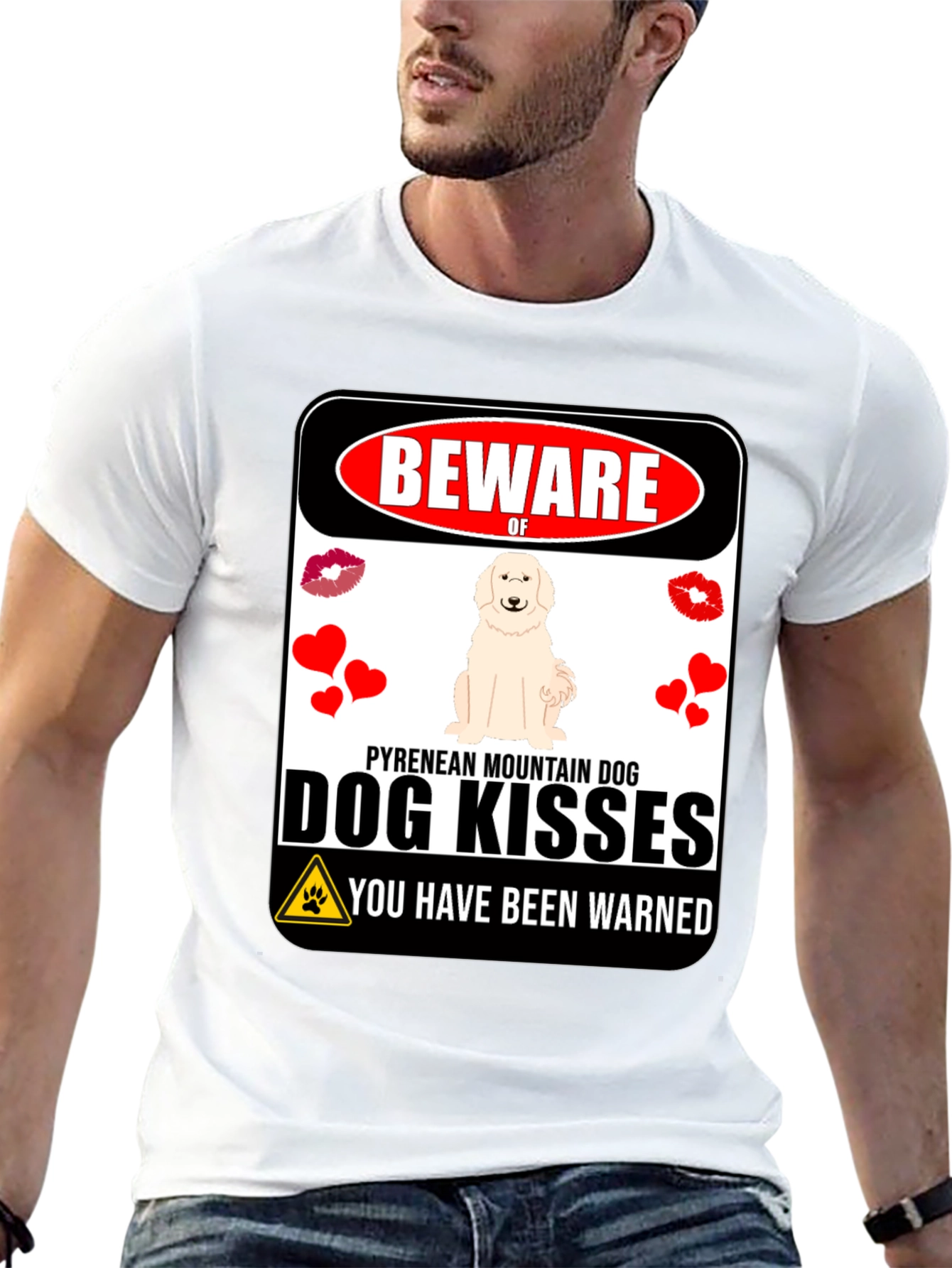 Black Beware of Dog Kisses T-Shirt view 13