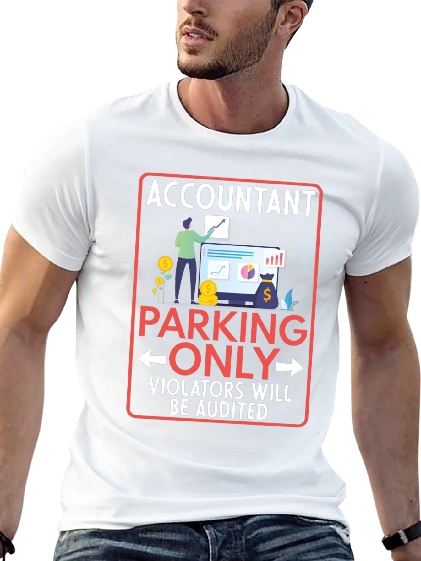 Black Accountant Parking Only Graphic T-Shirt view 13