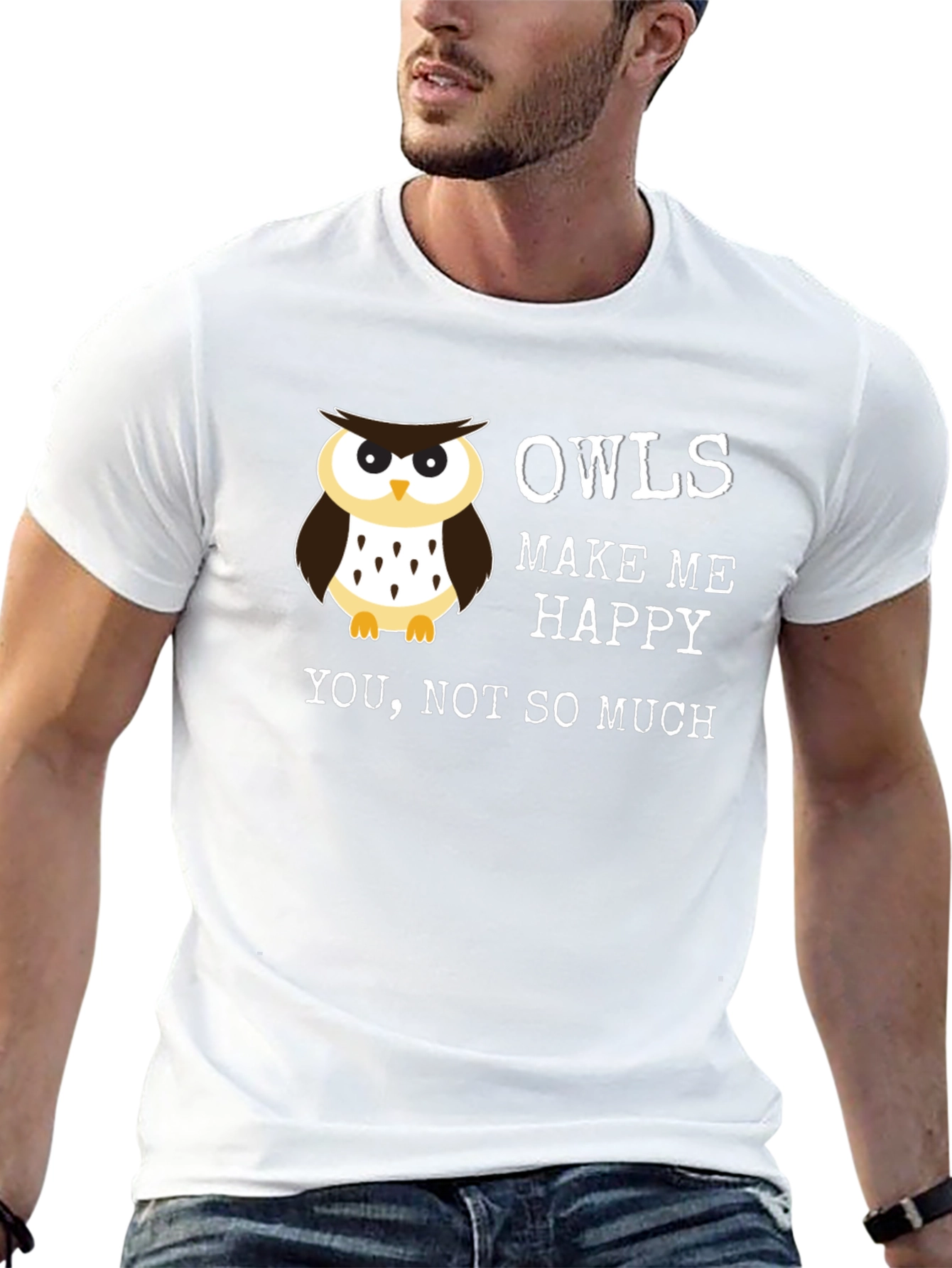 Black Funny Owl T-Shirt - Owls Make Me Happy view 13