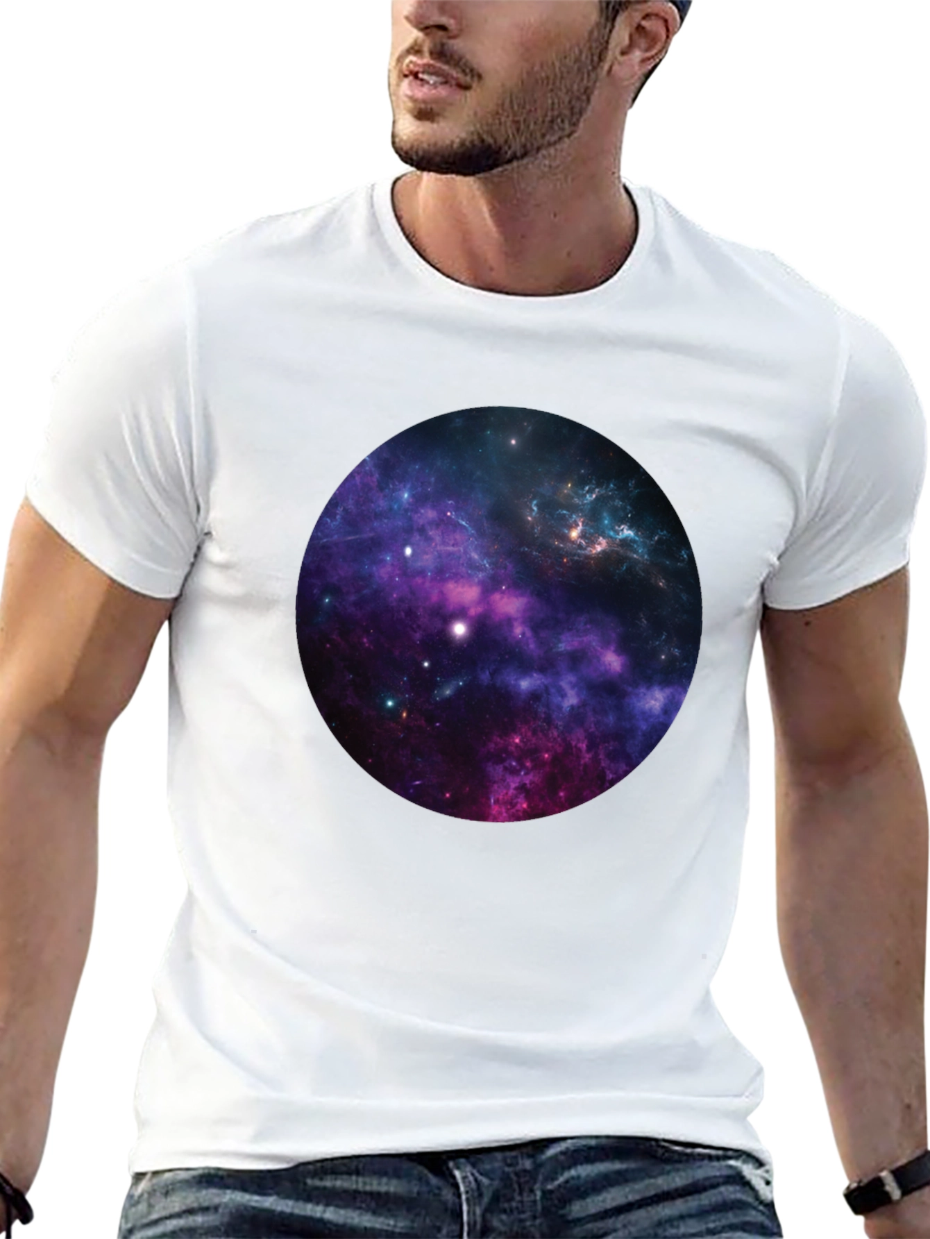 Black Galaxy Graphic Print Black T-Shirt view 13