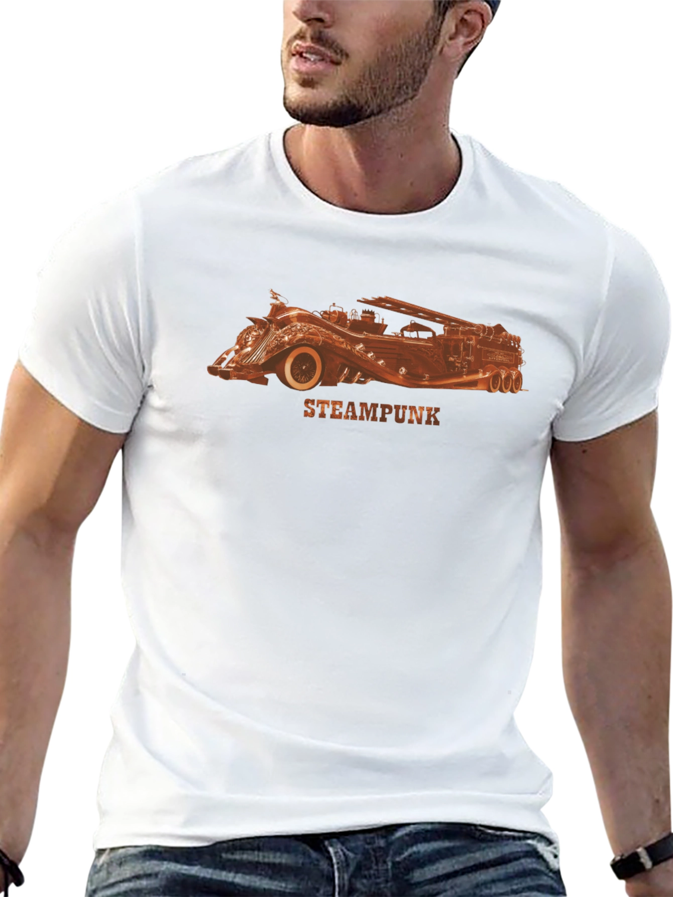 Black Steampunk Car Graphic T-Shirt view 13