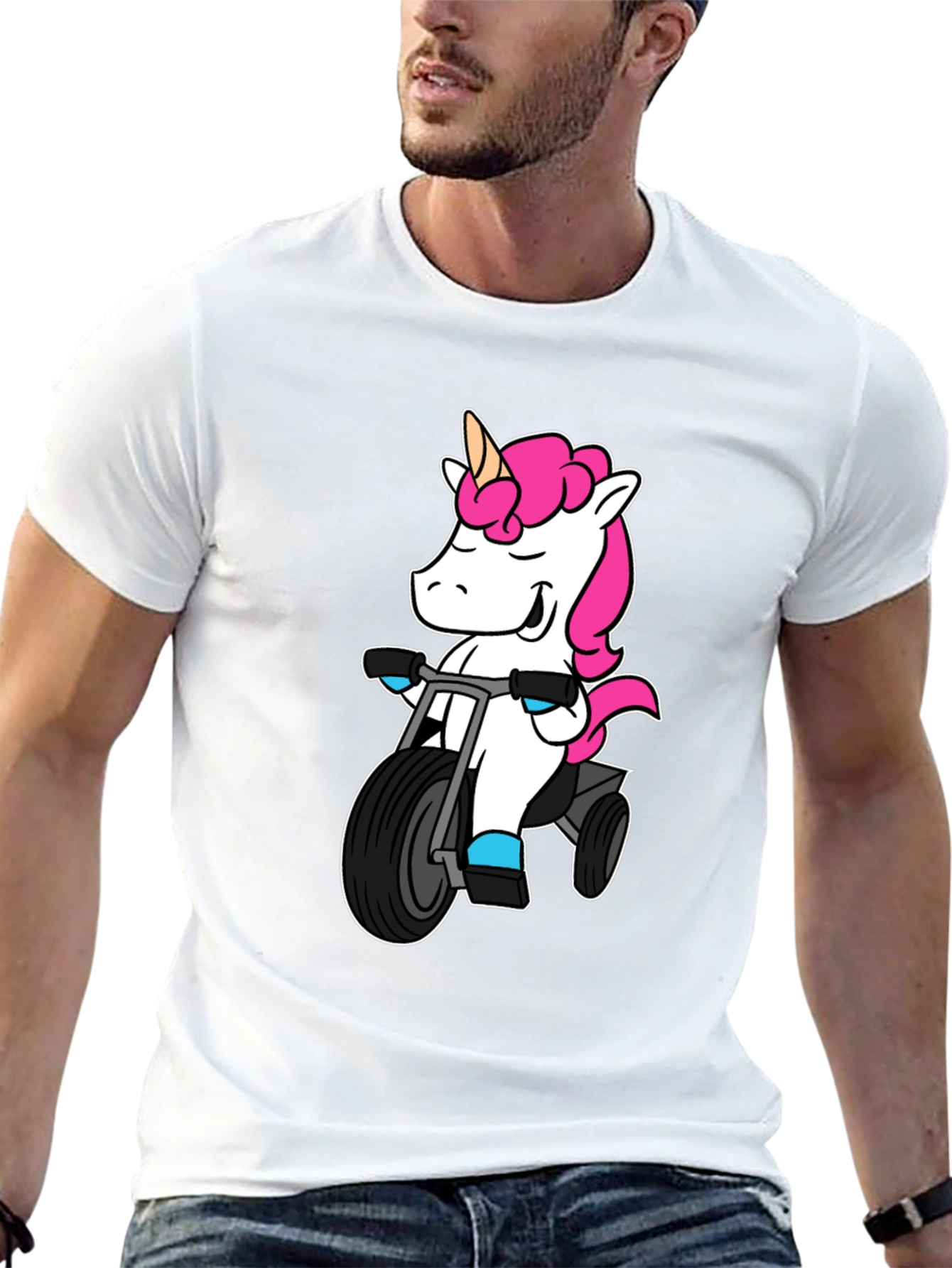 Black Unicorn on Tricycle T-Shirt - Black view 13