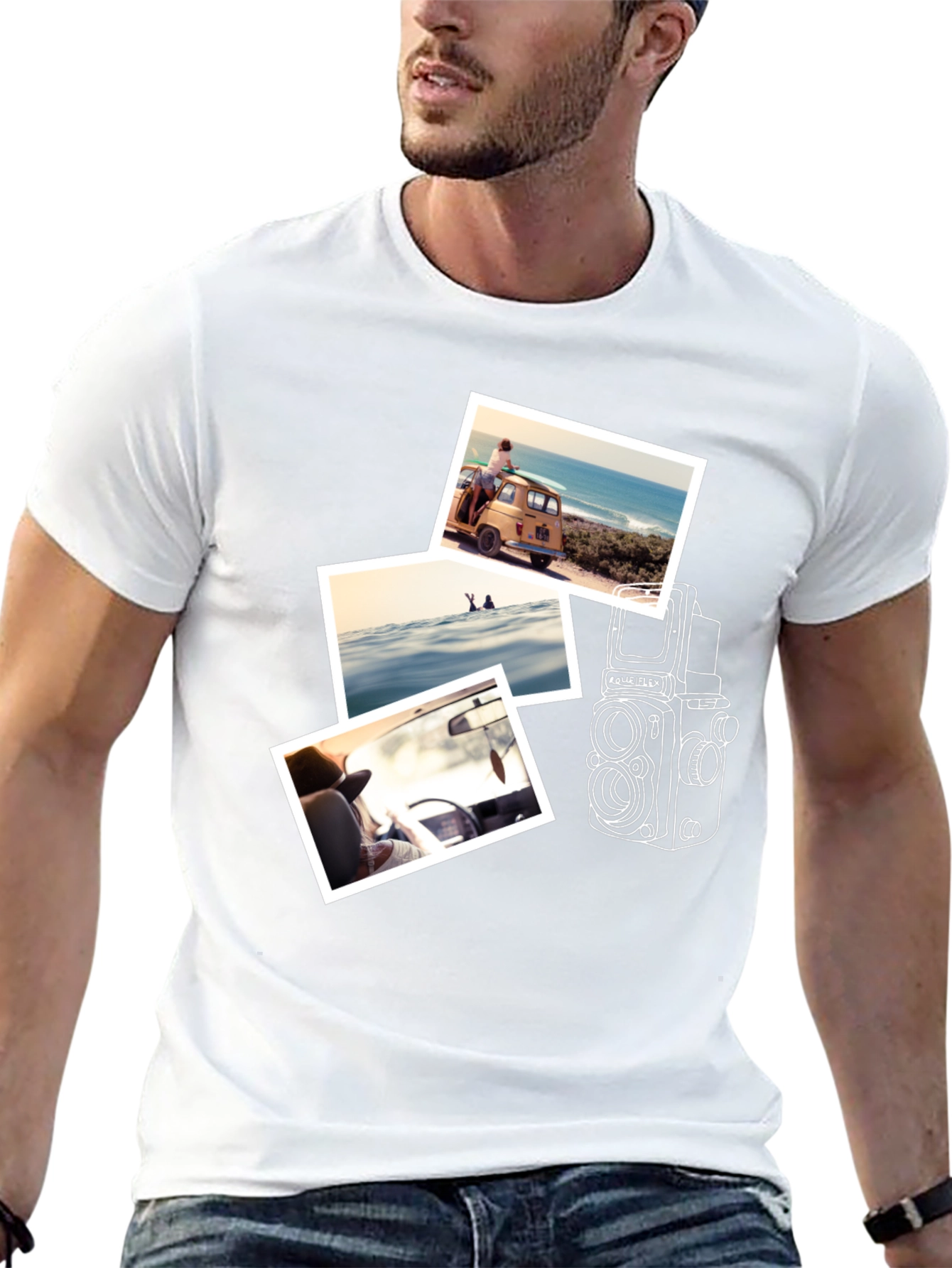 Black Retro Camera & Travel Photo T-Shirt view 13