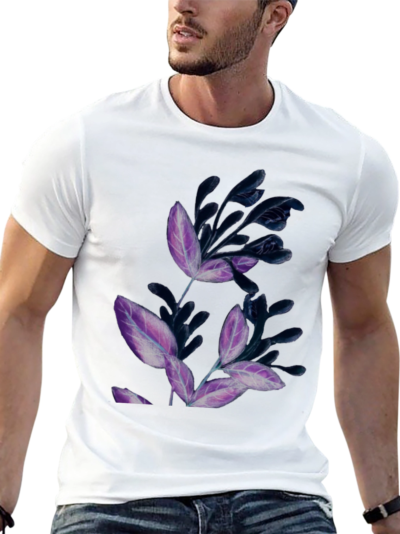 Black Floral Print Black T-Shirt view 13