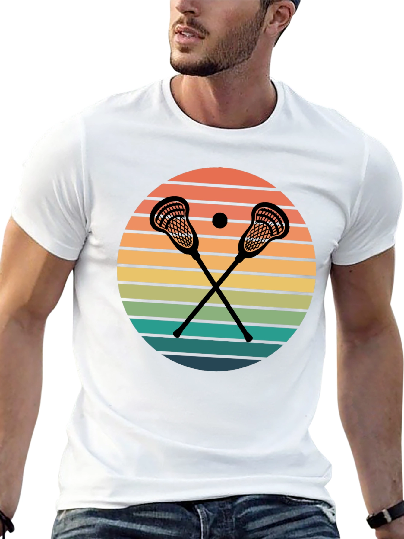 Black Lacrosse Sunset Graphic T-Shirt view 13