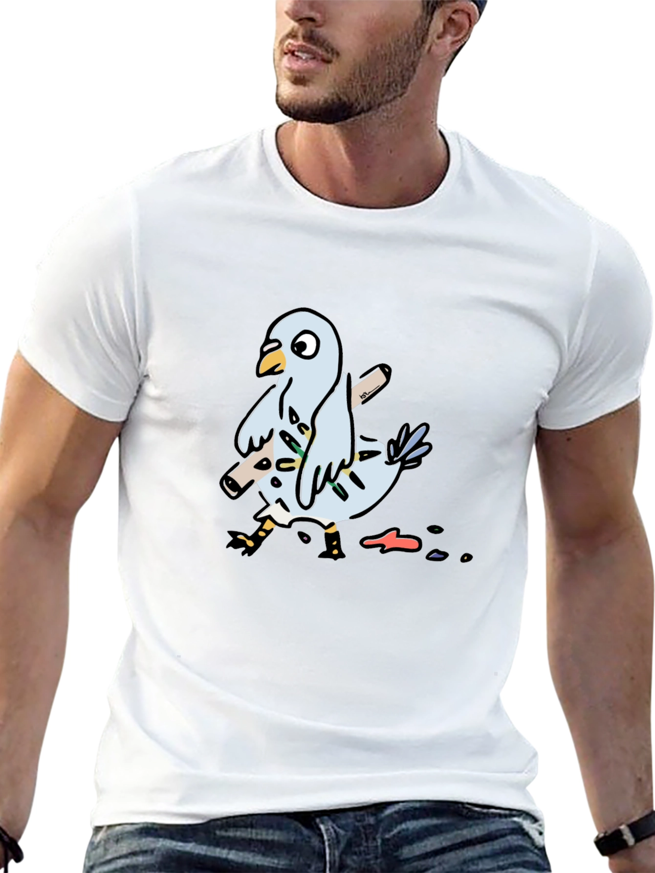 Black Pigeon Graphic Tee - Funny Bird T-Shirt view 13