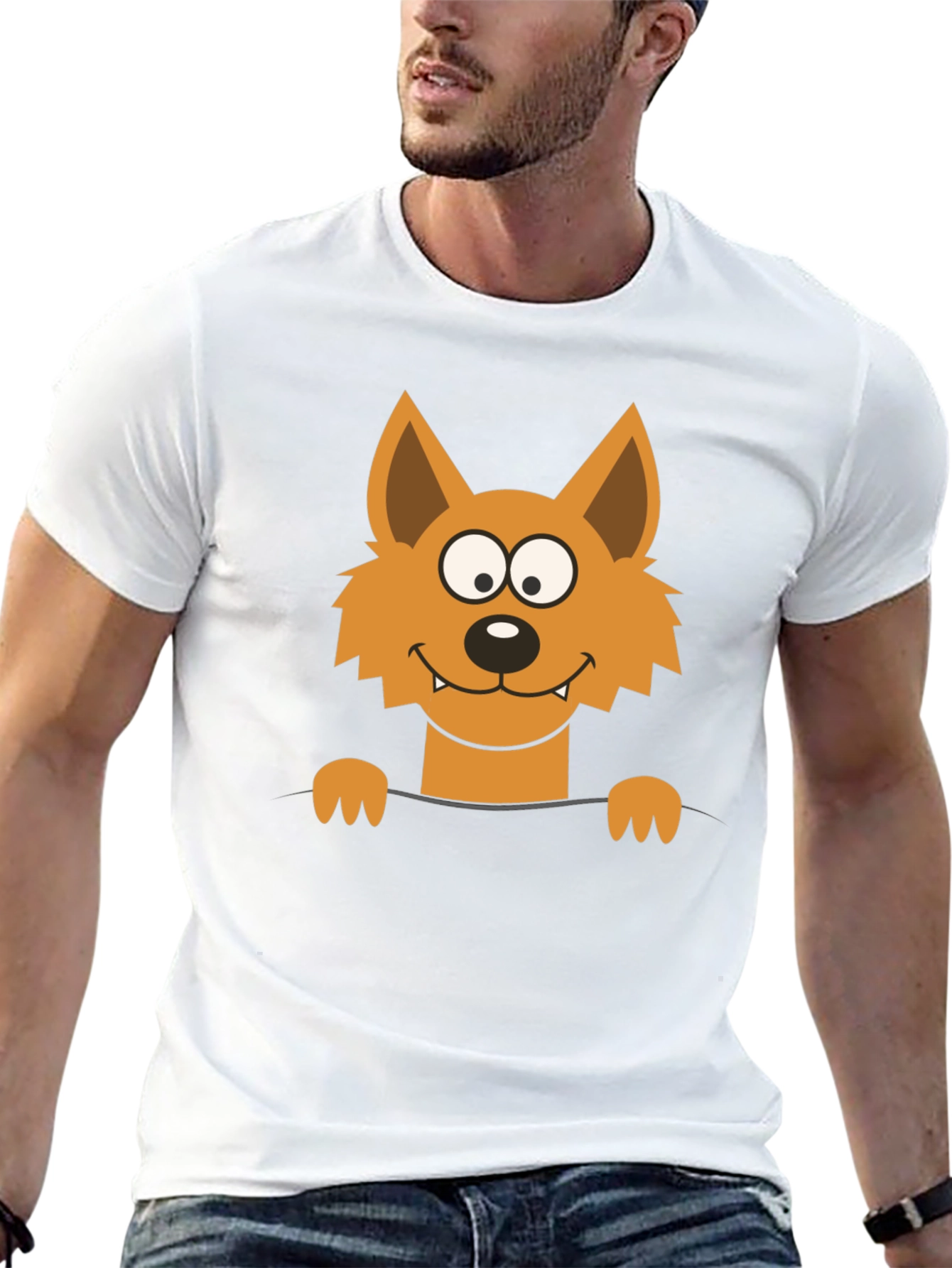 Black Cartoon Fox Graphic Black T-Shirt view 13