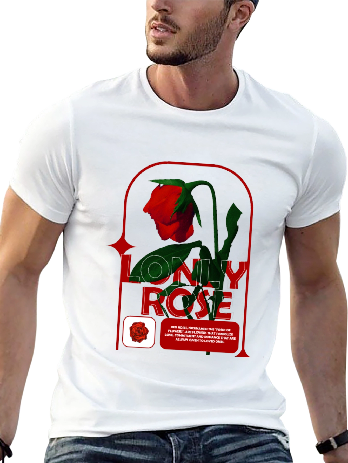 Black Lonely Rose Graphic Tee - Stylish Casual Wear view 13