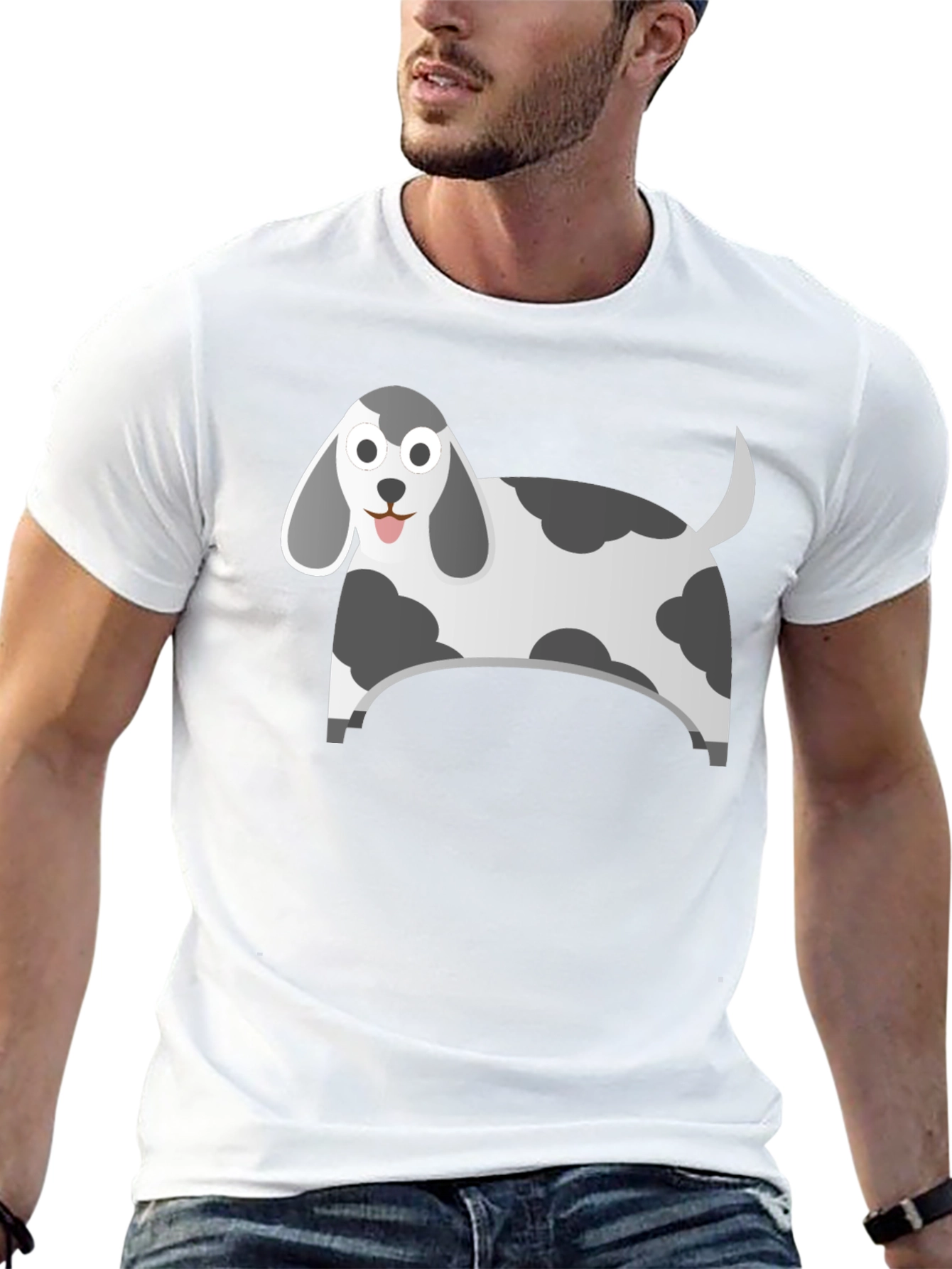 Black Cartoon Dog Graphic Tee - Black Cotton Blend view 13