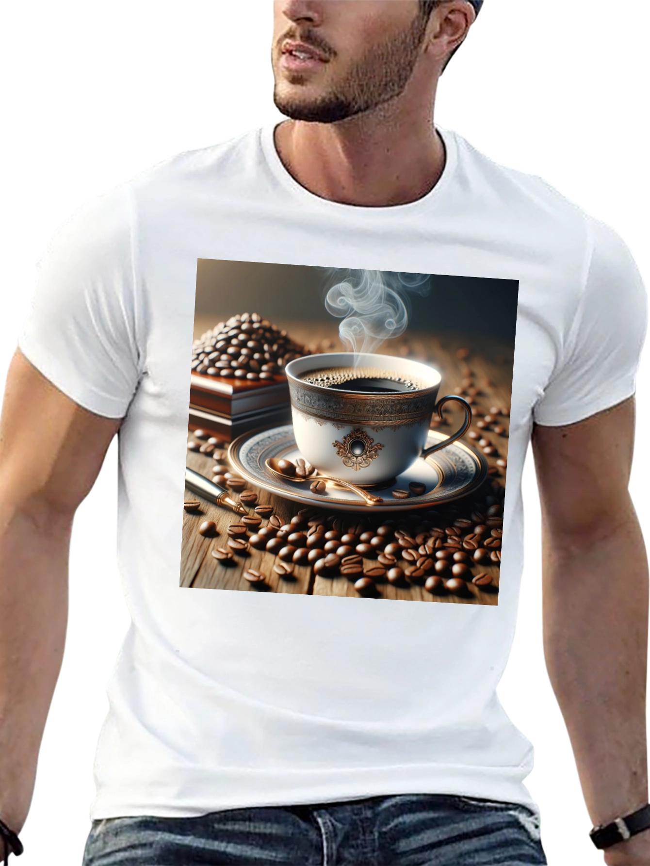 Black Coffee Lover's T-Shirt - Elegant Cup Design view 13